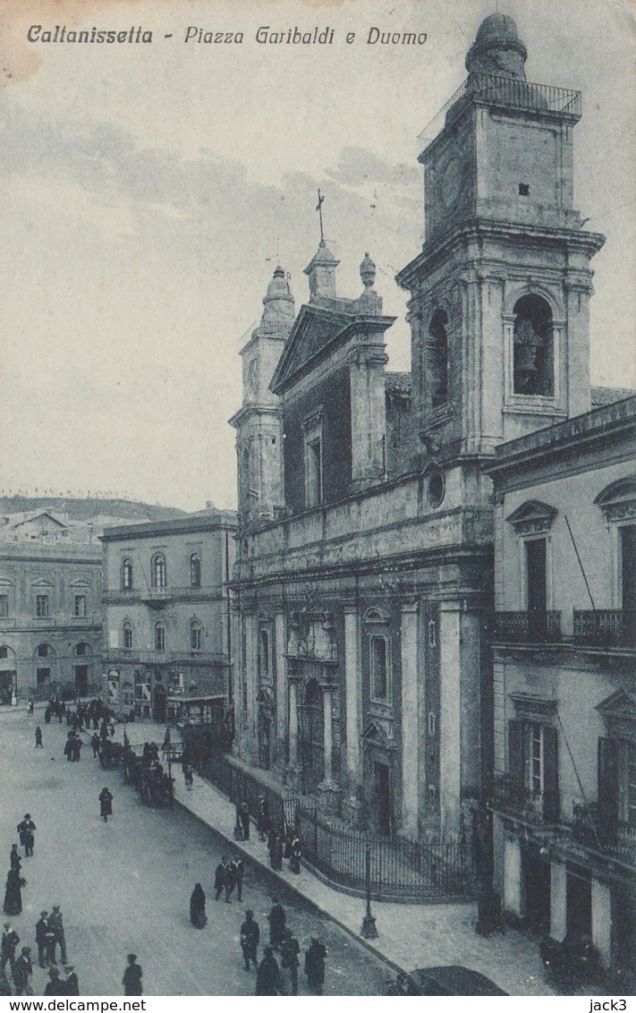 Cartolina -  Caltanissetta - Piazza Garibaldi E Duomo - Caltanissetta