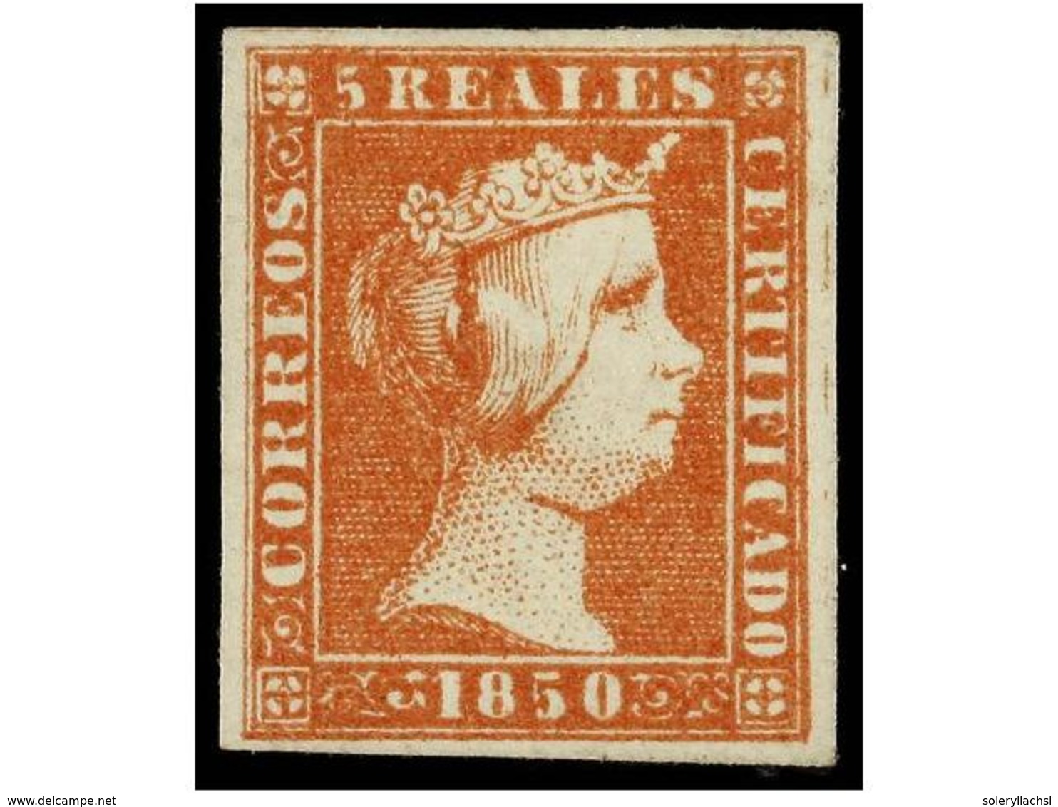 75 * ESPAÑA. Ed.3. <B>5 Reales</B> Rojo. Color Excepcional Con Toda Su Goma Original. PIEZA DE LUJO. Cert. GRAUS. Cat. 3 - Altri & Non Classificati