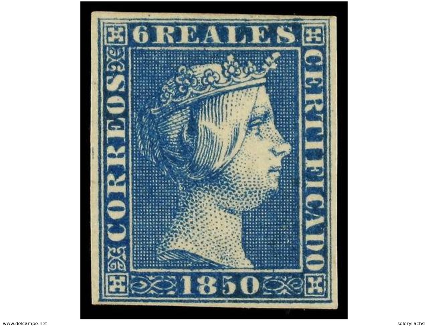 76 (*) ESPAÑA. Ed.4. <B>6 Reales</B> Azul.<B> </B>MAGNÍFICO EJEMPLAR. Cert. GRAUS. Cat. 4.575?. - Sonstige & Ohne Zuordnung