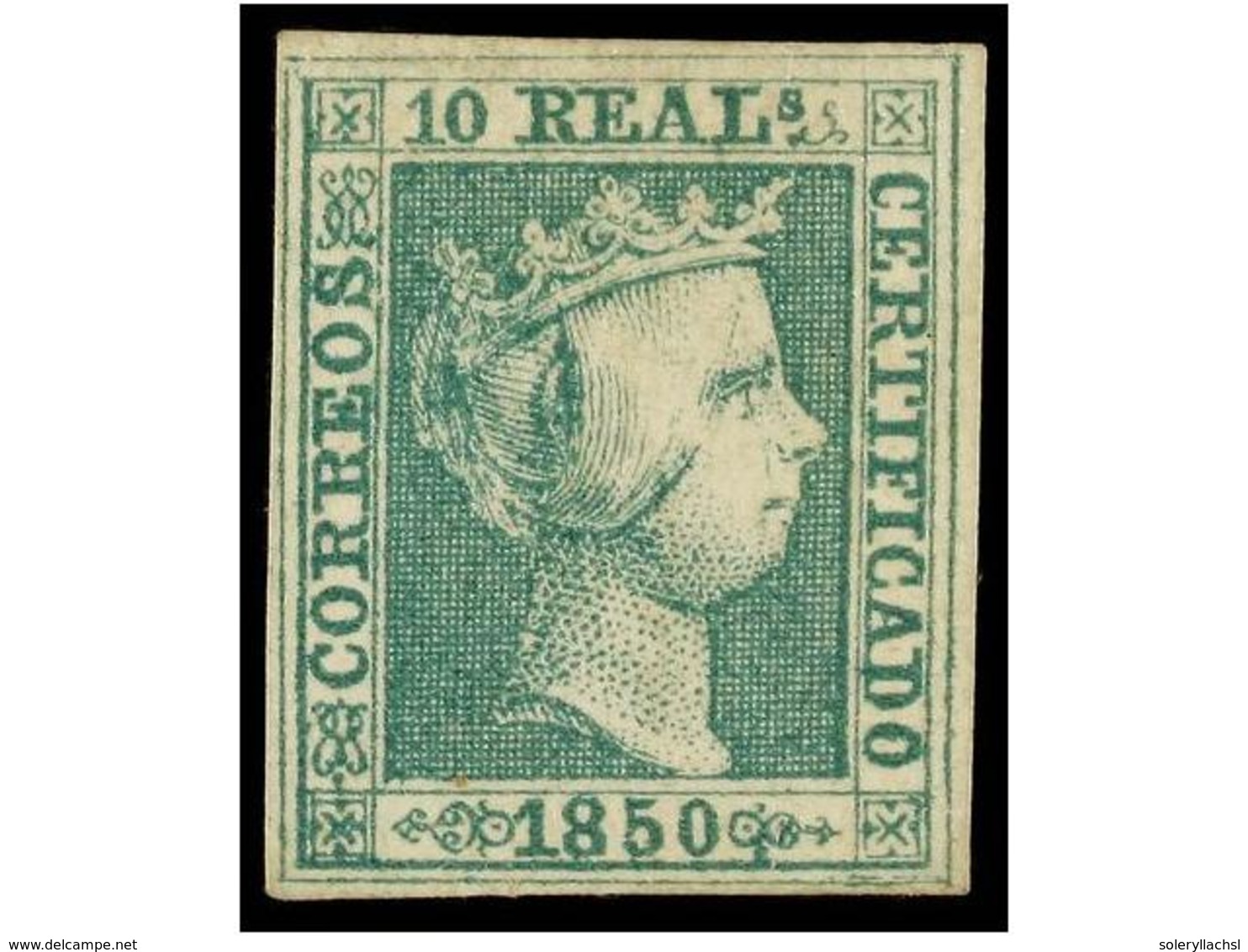 77 (*) ESPAÑA. Ed.5. <B>10 Reales</B> Verde. PIEZA DE LUJO. Cert. GRAUS. Cat. 6.300?. - Other & Unclassified