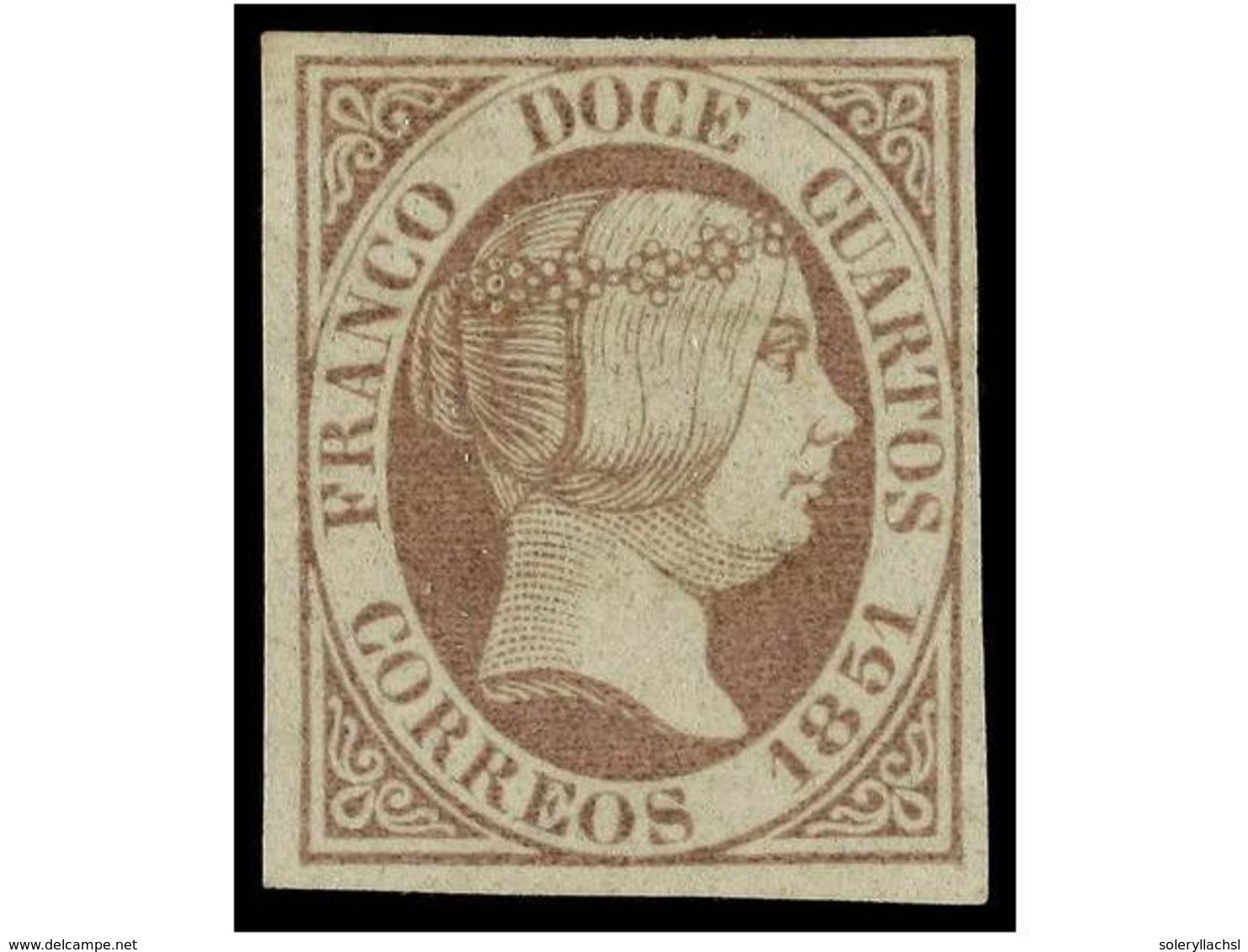 80 (*) ESPAÑA. Ed.7. <B>12 Cuartos</B> Lila. PIEZA DE LUJO. Cert. GRAUS. Cat. 6.000?. - Other & Unclassified