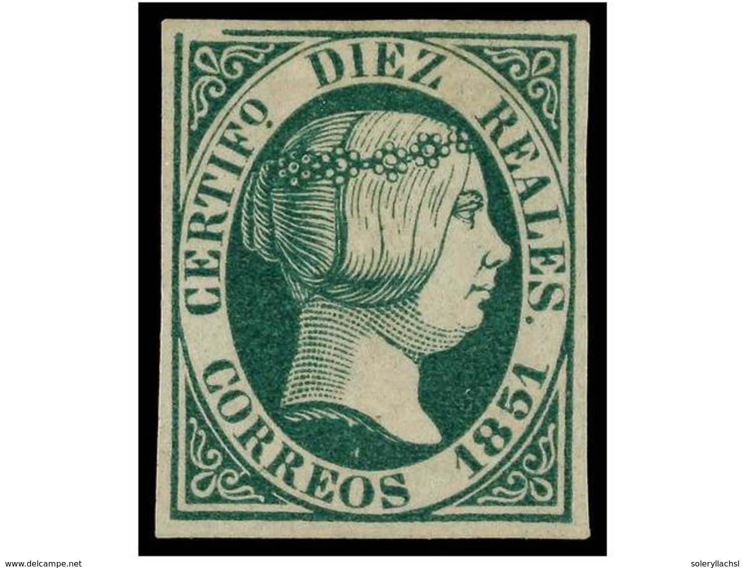 87 (*) ESPAÑA. Ed.11. <B>10 Reales</B> Verde.<B> </B>PIEZA DE LUJO. Cert. COMEX. Cat. 4.025?. - Altri & Non Classificati