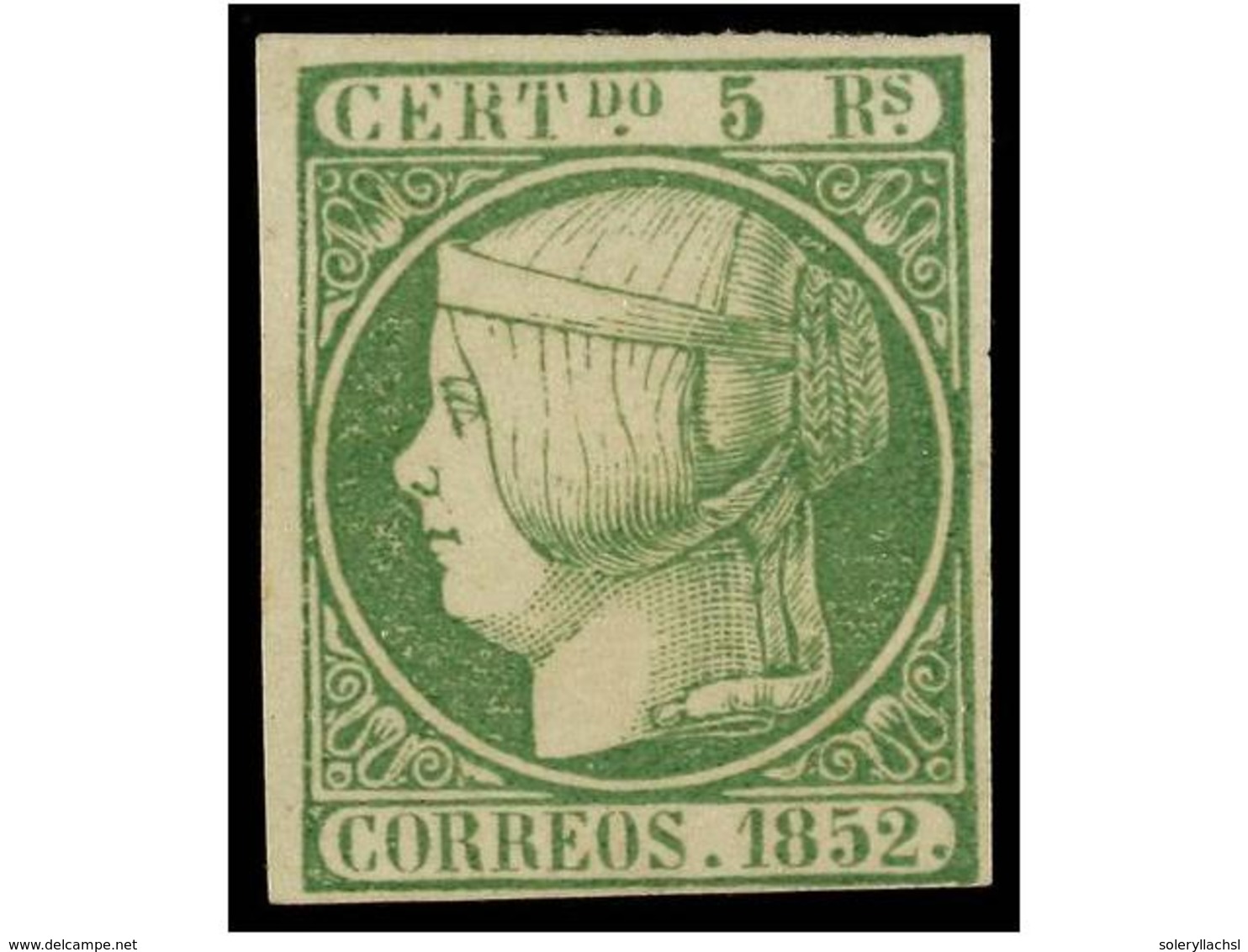 93 (*) ESPAÑA. Ed.15. <B>5 Reales</B> Verde. Excelente Presencia, Margen Inferior Ajustado Pero Absolutamente Completo.  - Sonstige & Ohne Zuordnung