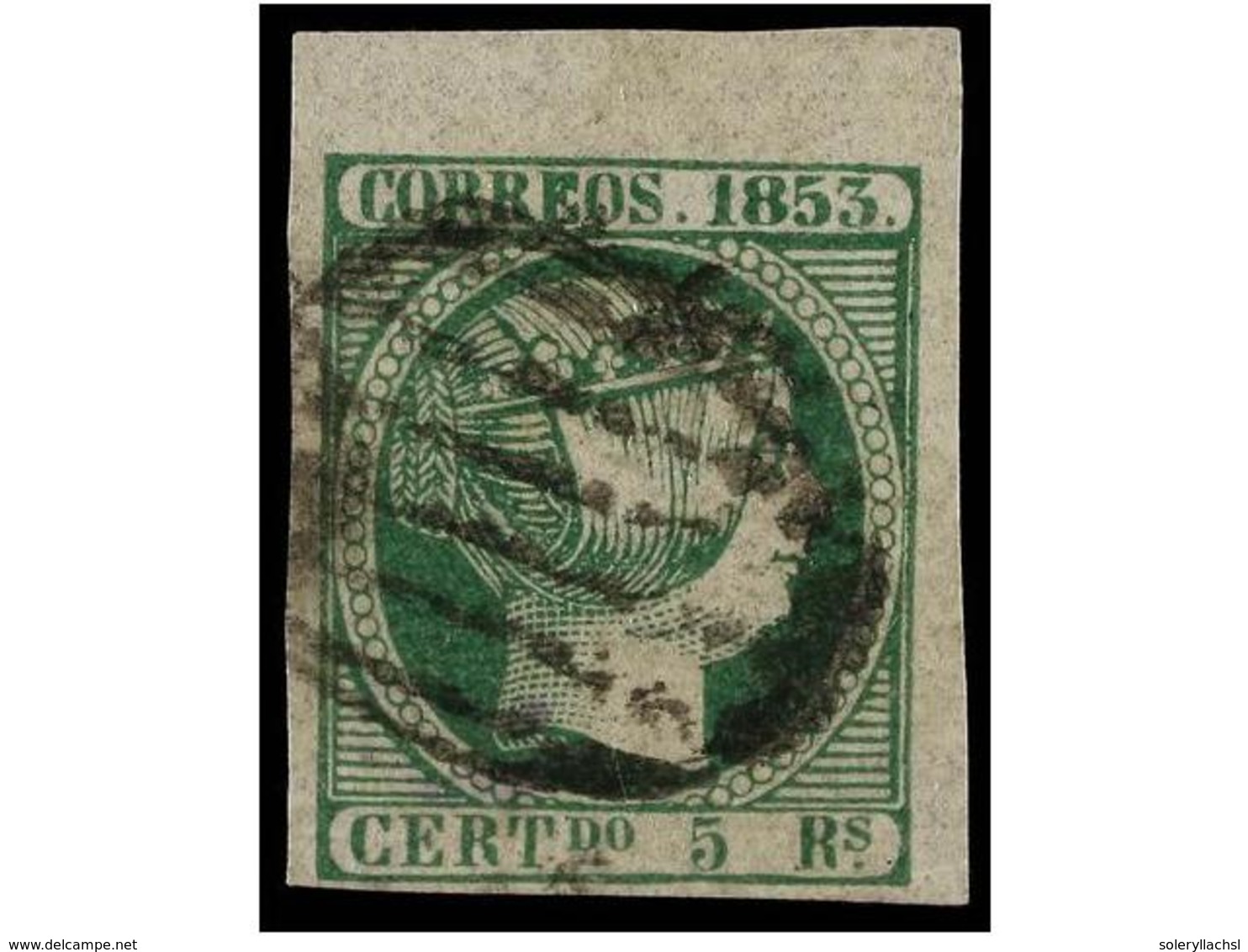 99 ° ESPAÑA. Ed.20. <B>5 Reales</B> Verde. Extraordinario Ejemplar, Esquina De Pliego. LUJO. - Sonstige & Ohne Zuordnung