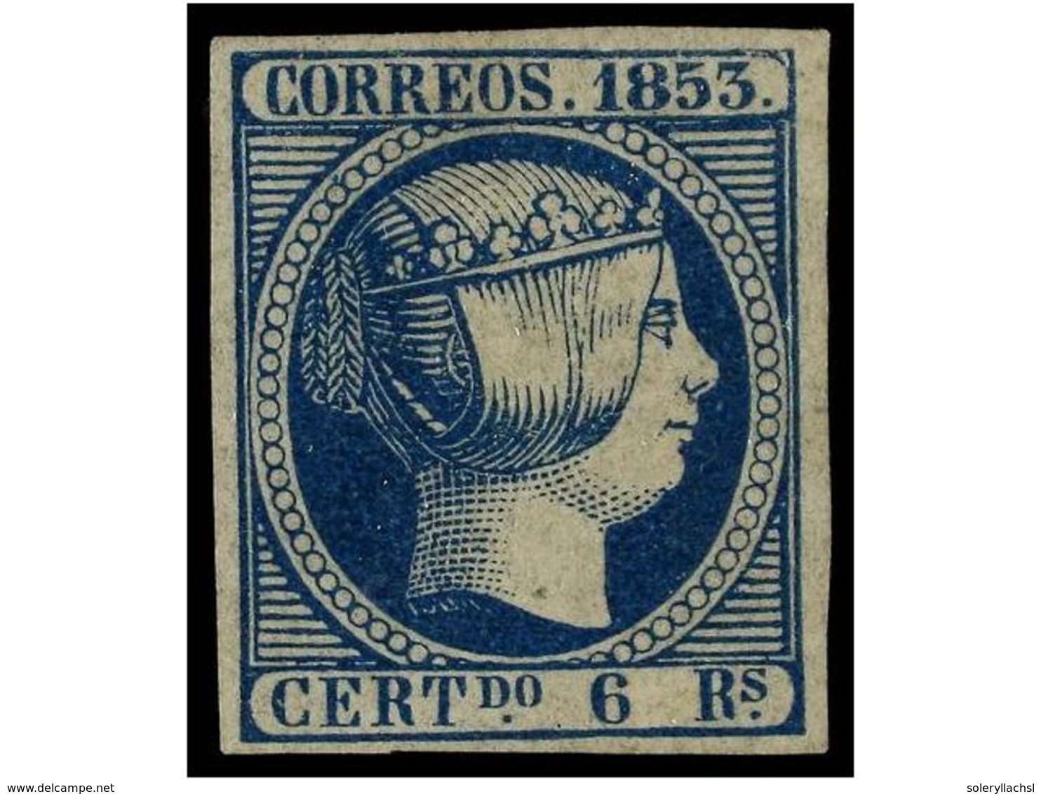 100 (*) ESPAÑA. Ed.21. <B>6 Reales</B> Azul. PIEZA DE LUJO. Cert. GRAUS Y COMEX. Cat. 4.375?. - Altri & Non Classificati