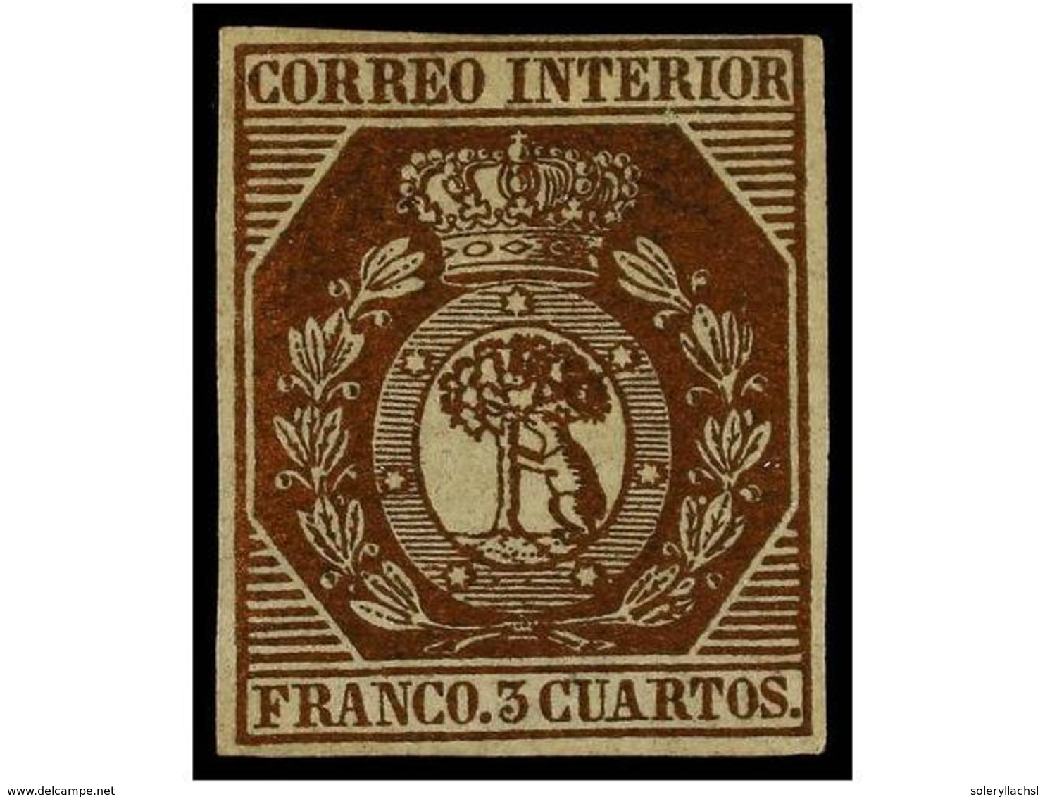 105 * ESPAÑA. Ed.23. <B>3 Cuartos</B> Bronce Dorado. Excelente Color Y Plena Goma Original. MAGNÍFICO EJEMPLAR. Cert. GR - Sonstige & Ohne Zuordnung