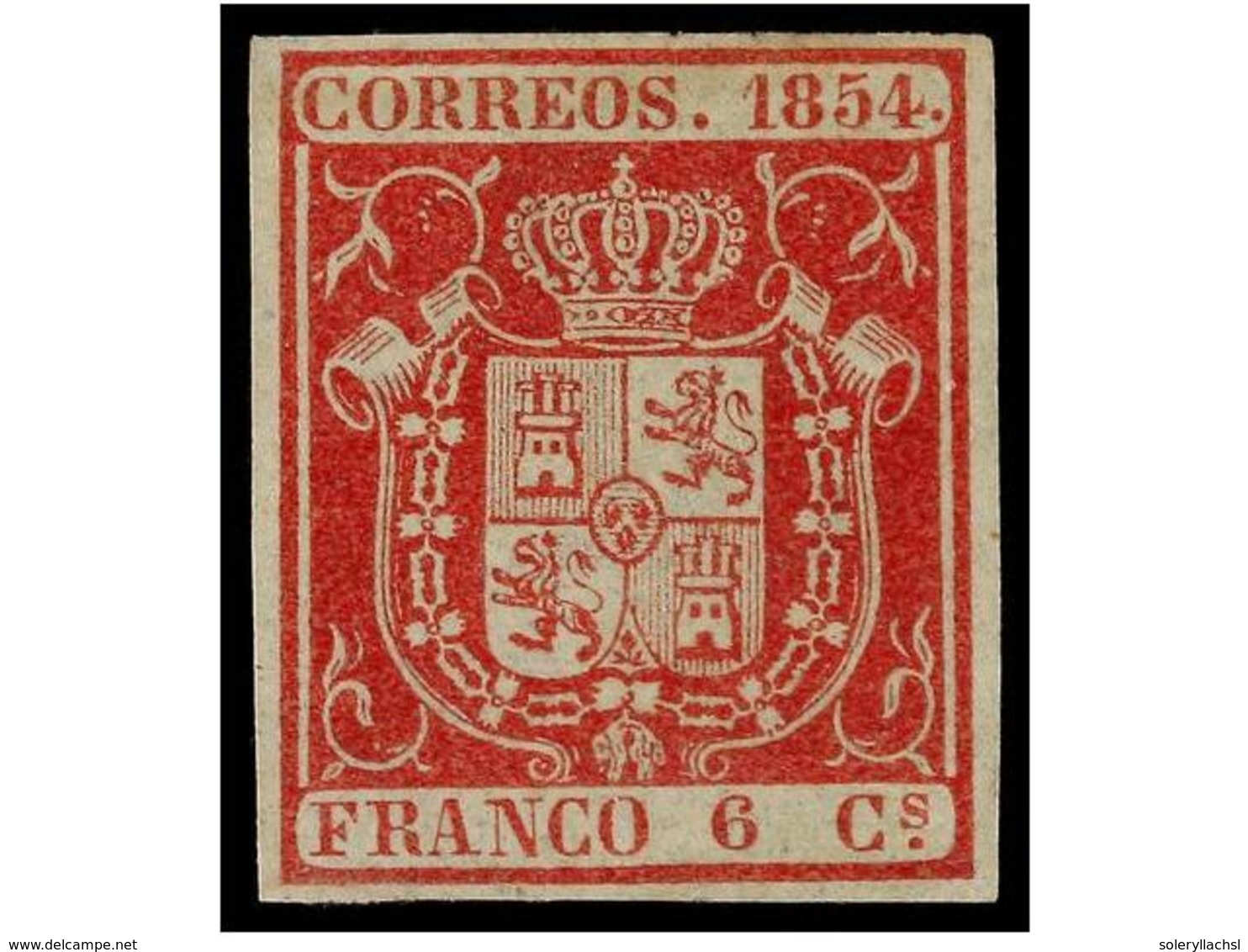 107 (*) ESPAÑA. Ed.24. <B>6 Cuartos</B> Carmín. MAGNÍFICO EJEMPLAR. Cert. GRAUS. Cat. 460?. - Sonstige & Ohne Zuordnung