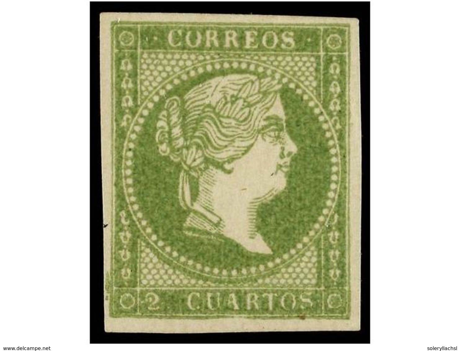 135 * ESPAÑA. Ed.47. <B>2 Cuartos</B> Verde. PIEZA DE LUJO. Cert. COMEX. Cat. 745?. - Autres & Non Classés