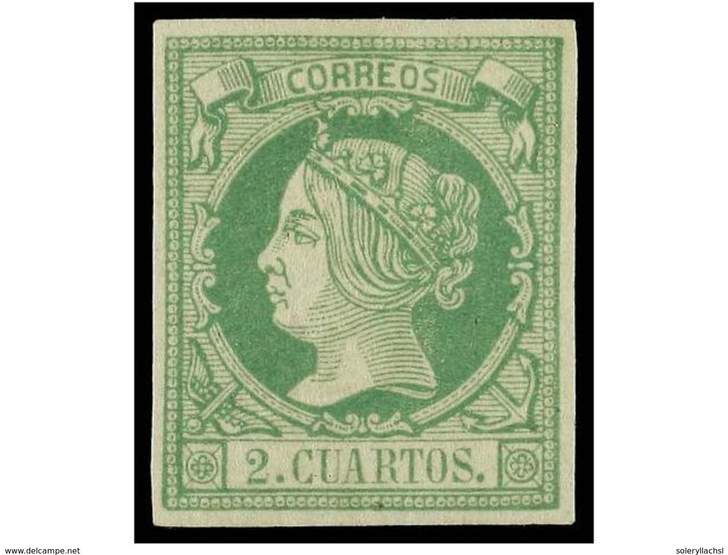 146 * ESPAÑA. Ed.51. <B>2 Cuartos</B> Verde. PIEZA DE LUJO. Cat. 475?. - Other & Unclassified