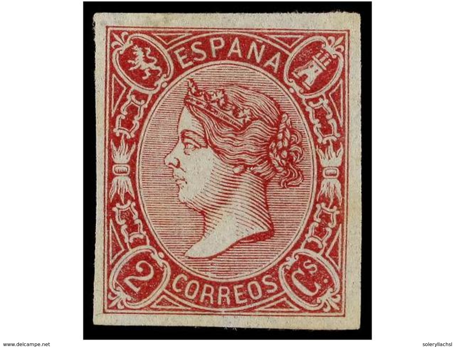 164 (*) ESPAÑA. Ed.69. <B>2 Cuartos</B> Rosa Carmín. MAGNÍFICO EJEMPLAR. Cert. COMEX. Cat. 430?. - Other & Unclassified