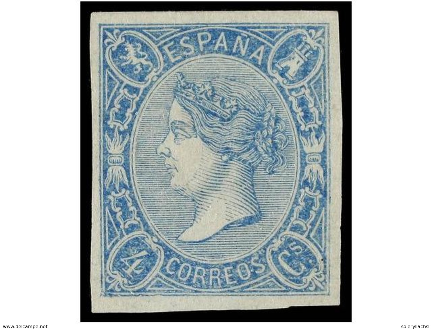 173 (*) ESPAÑA. Ed.NE 2. <B>NO EMITIDO. 4 Cuartos</B> Azul. MAGNÍFICO EJEMPLAR. Cert. CEM. Cat. 3.500?. - Sonstige & Ohne Zuordnung