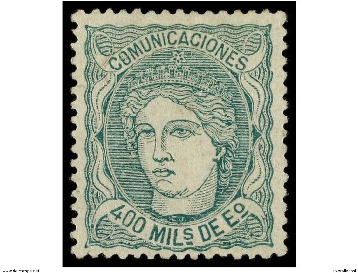 205 (*) ESPAÑA. Ed.110. <B>400 Mils.</B> Verde. Excelente Centraje. MAGNÍFICO EJEMPLAR. Cert. GRAUS. Cat. 460?. - Altri & Non Classificati