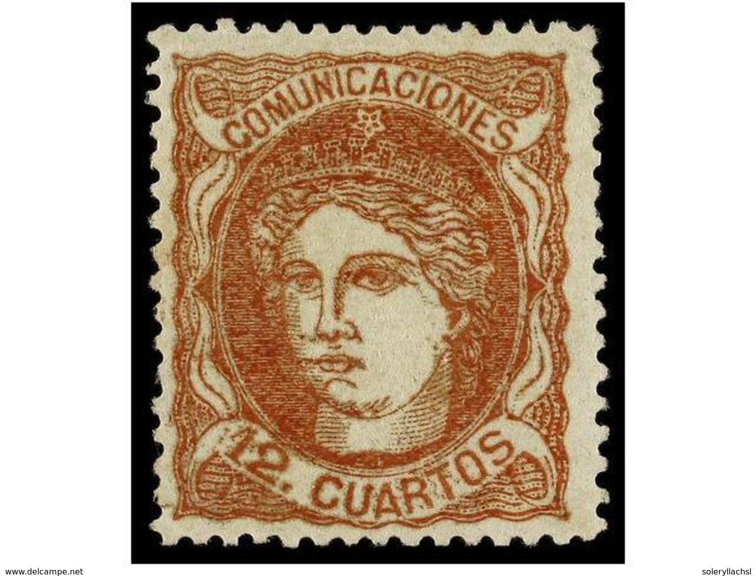 208 * ESPAÑA. Ed.113. <B>12 Cuartos</B> Castaño Rojo. Color Intenso Y Aceptable Centraje. MUY BONITO EJEMPLAR. Cert. GRA - Altri & Non Classificati