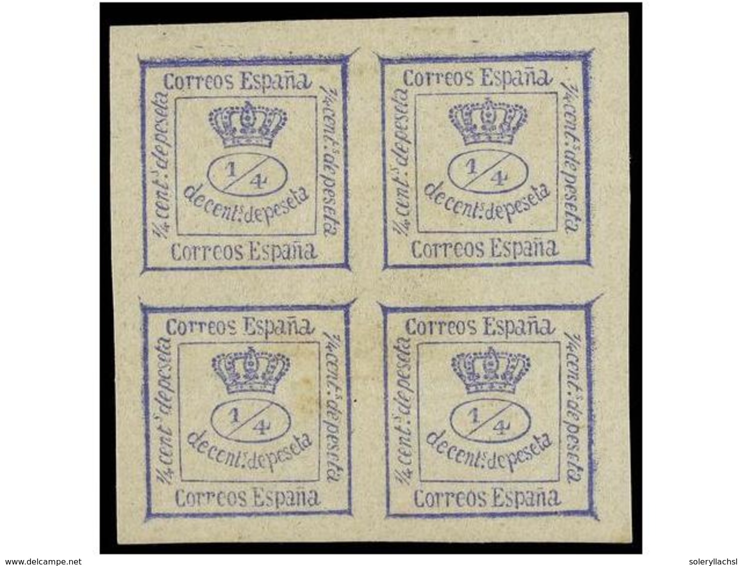 212 * ESPAÑA. Ed.115. <B>4/4 Cto.</B> Azul. PIEZA DE LUJO. Cat. 150?. - Other & Unclassified