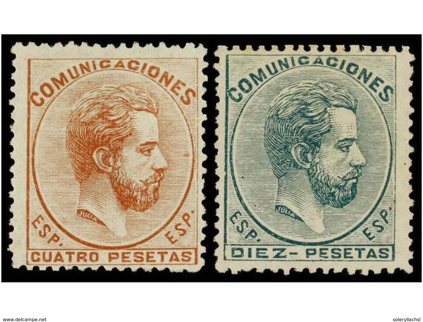 218 (*) ESPAÑA. Ed.128/29. <B>4 Pts.</B> Castaño Y <B>10 Pts.</B> Verde. MUY BONITOS EJEMPLARES. Cert. GRAUS. Cat. 3.940 - Autres & Non Classés