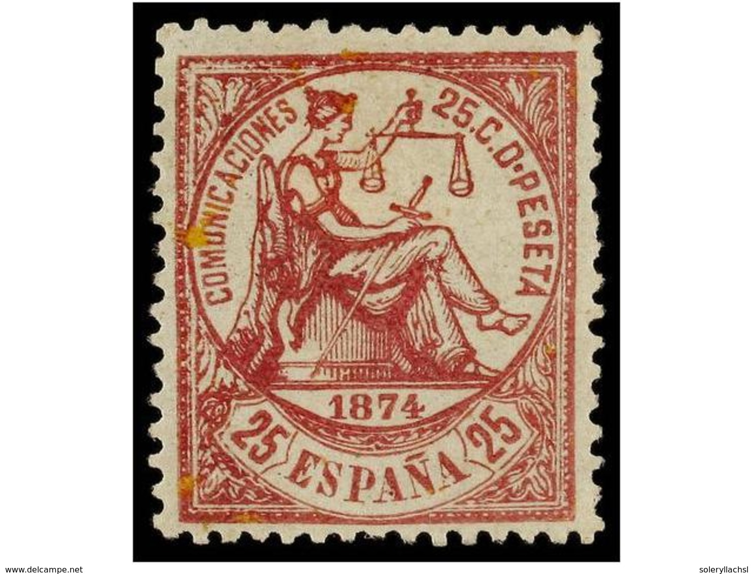 233 * ESPAÑA. Ed.147ec. <B>25 Cts.</B> Carmín<B> CAMBIO DE COLOR. </B>Excelente Centraje. MAGNÍFICO. Cat. 540?. - Sonstige & Ohne Zuordnung