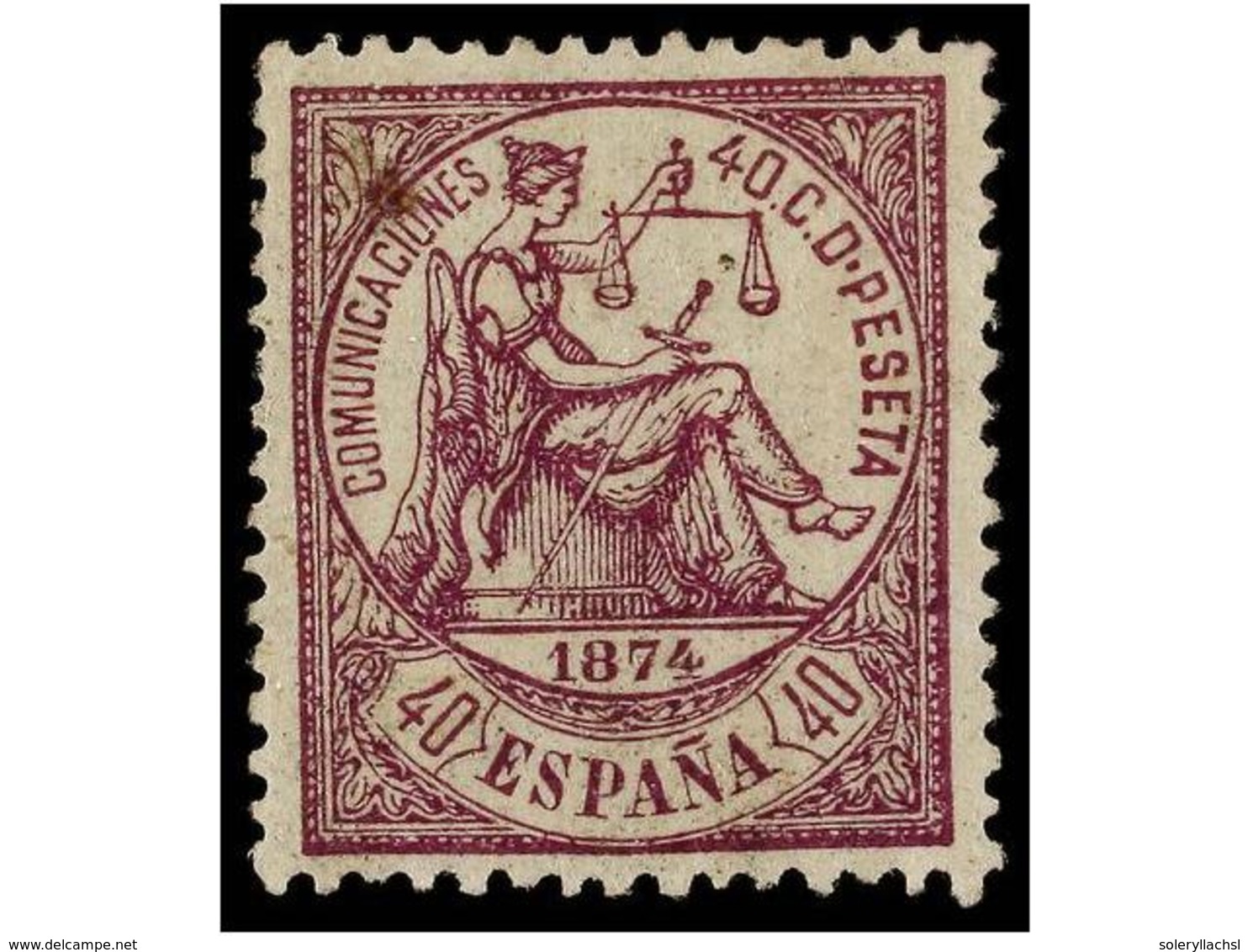 234 * ESPAÑA. Ed.148. <B>40 Cts.</B> Violeta. Excepcional Color Y Centraje, Inclusión Natural Del Papel En La Parte Supe - Sonstige & Ohne Zuordnung