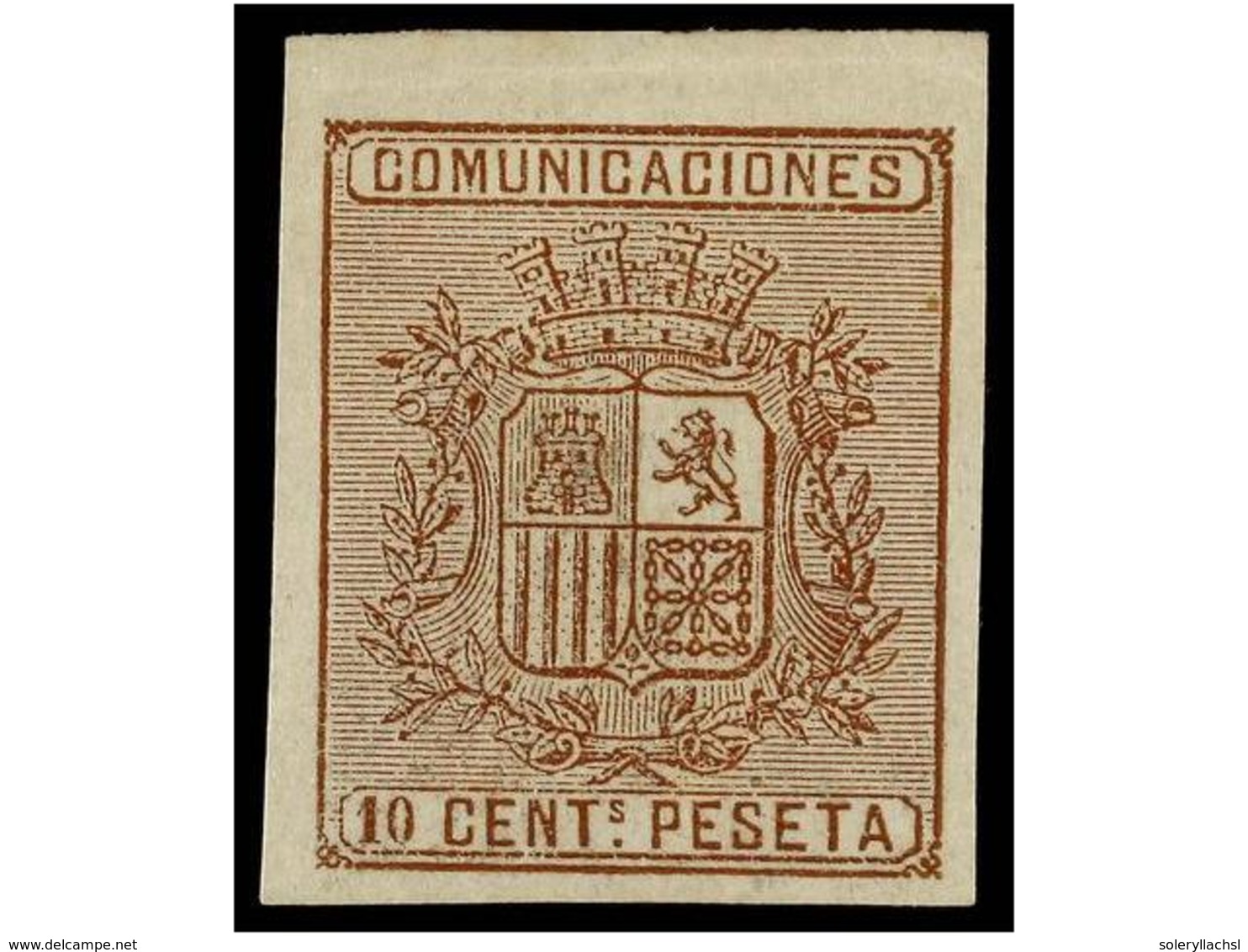 239 * ESPAÑA. Ed.153s. <B>10 Cts.</B> Castaño<B> SIN DENTAR.</B> LUJO. Cat. 117?. - Sonstige & Ohne Zuordnung