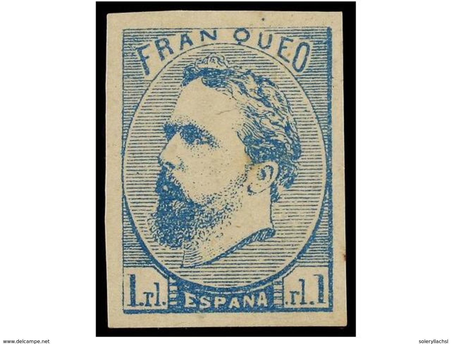 243 * ESPAÑA. Ed.156A. <B>1 Real</B> Azul, Tipo II. PIEZA DE LUJO. Cert. COMEX. Cat. 915?. - Autres & Non Classés