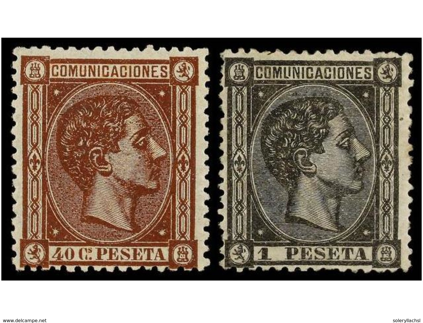 258 * ESPAÑA. Ed.167, 169. <B>40 Cts.</B> Casataño Y <B>1 Pta.</B> Negro. Colores Intensos Y Centrajes Aceptables Para E - Sonstige & Ohne Zuordnung