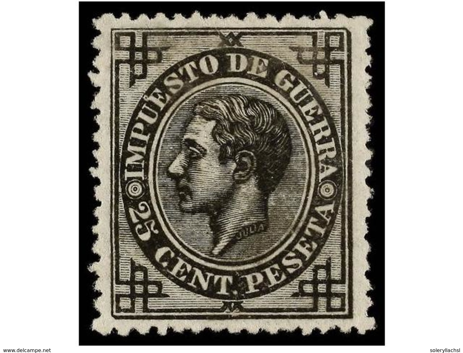 280 * ESPAÑA. Ed.185. <B>25 Cts.</B> Negro. Color Excepcional. PIEZA DE LUJO. - Sonstige & Ohne Zuordnung