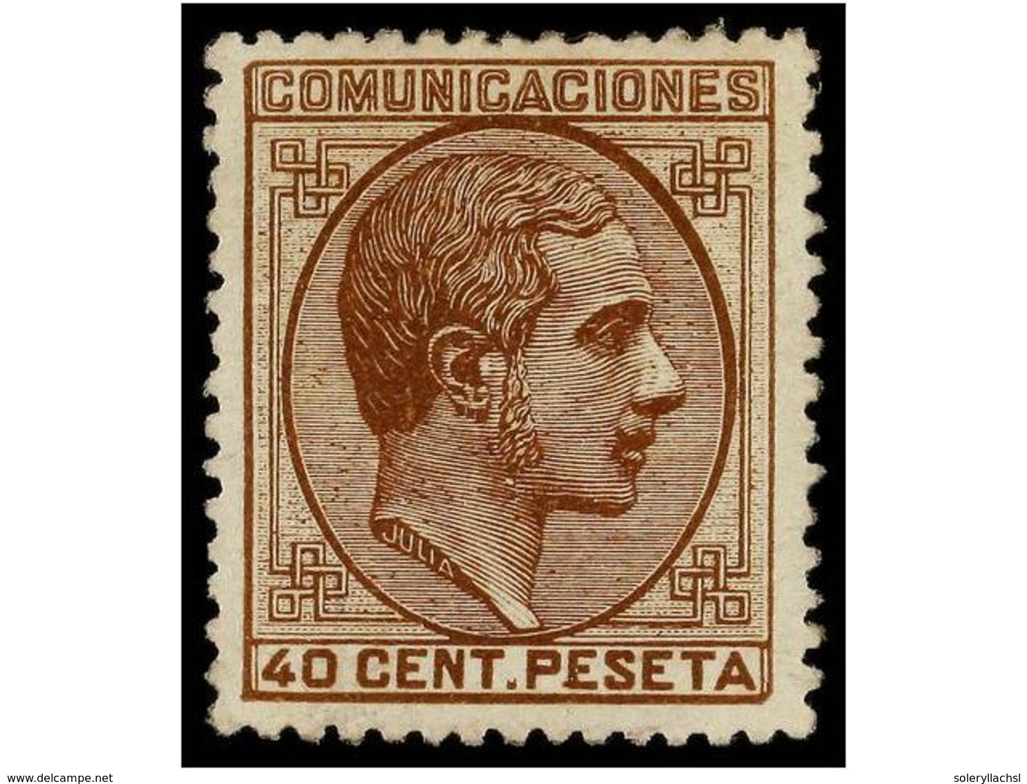 290 * ESPAÑA. Ed.195. <B>40 Cents.</B> Castaño Rojo. PIEZA DE LUJO. Cert. COMEX. Cat. 240?. - Other & Unclassified