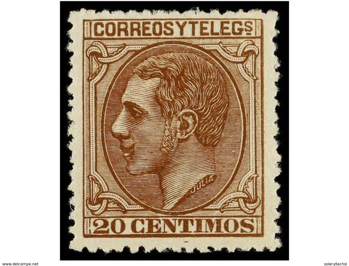 297 * ESPAÑA. Ed.203. <B>20 Cts.</B> Castaño. PIEZA DE LUJO. Cert. COMEX. Cat. 176?. - Other & Unclassified