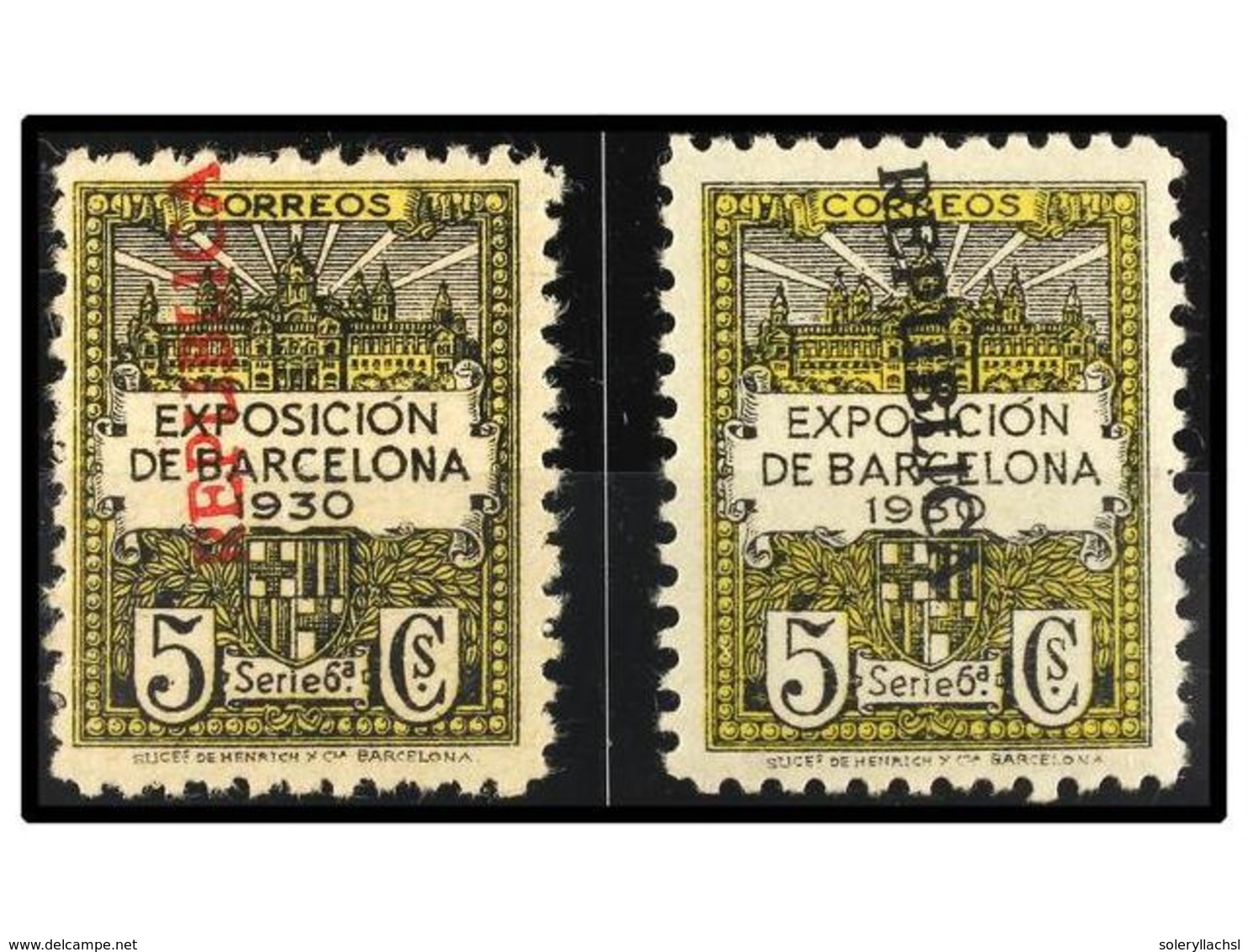 747 */ ESPAÑA: AYUNTAMIENTO DE BARCELONA. Ed.6. <B>5 Cts.</B> Verde. Habilitado <B>REPUBLICA. </B>Dos Sellos En Nuevo Co - Other & Unclassified