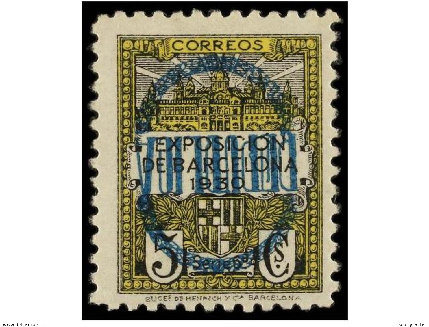 755 ** ESPAÑA: AYUNTAMIENTO DE BARCELONA. Ed.NE 6hi. <B>NO EMITIDO. 5 Cts.</B> <B>HABILITACIÓN INVERTIDA. </B>RARO. Cat. - Other & Unclassified