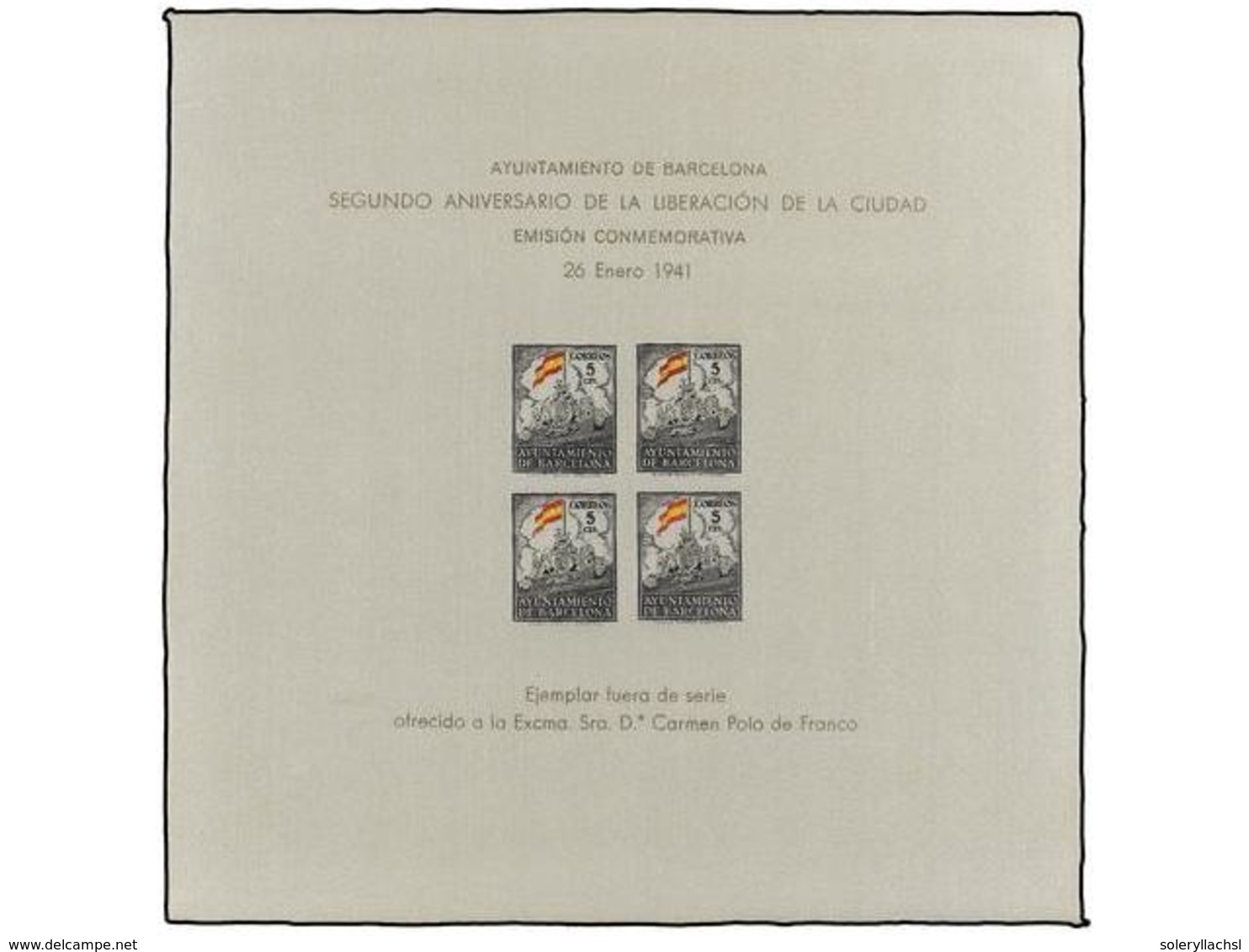 791 (*) ESPAÑA: AYUNTAMIENTO DE BARCELONA. Ed.30. <B>HB. TIRADA ESPECIAL</B>, Impresa Sobre Seda, De Mayor Tamaño (171x1 - Autres & Non Classés