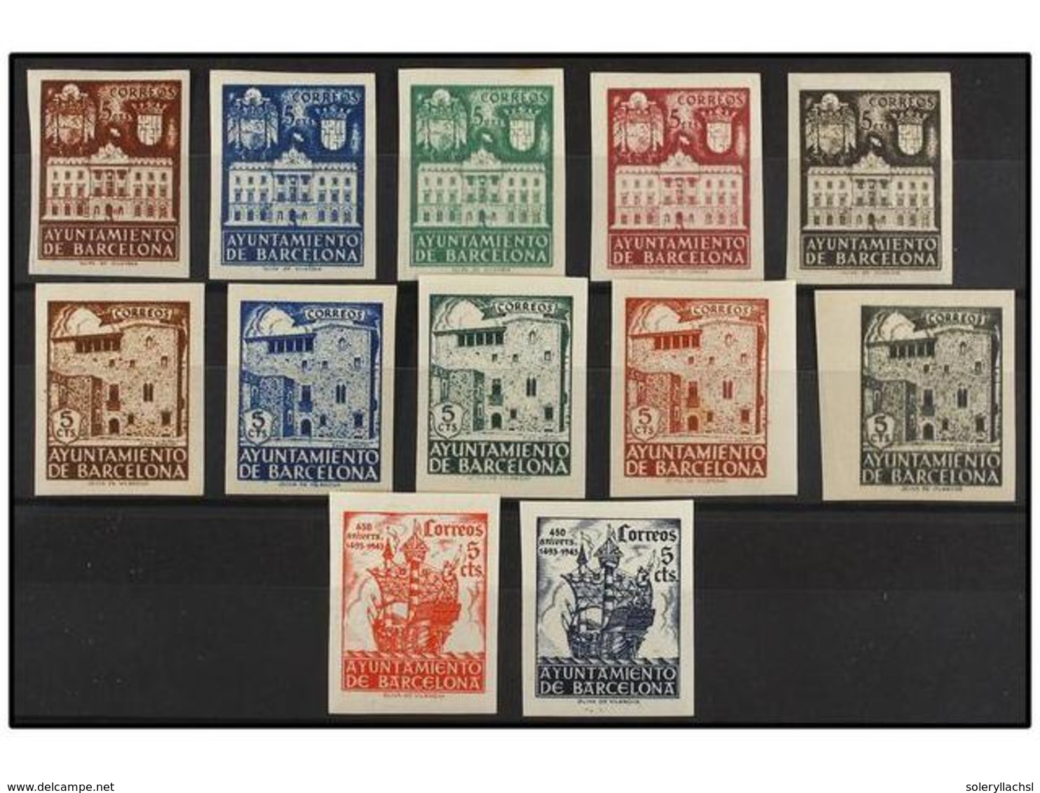 792 ** ESPAÑA: AYUNTAMIENTO DE BARCELONA. Ed.33/37s, 42/46s, 49/50s. SERIES COMPLETAS<B> SIN DENTAR.</B> LUJO. Cat. 218? - Other & Unclassified