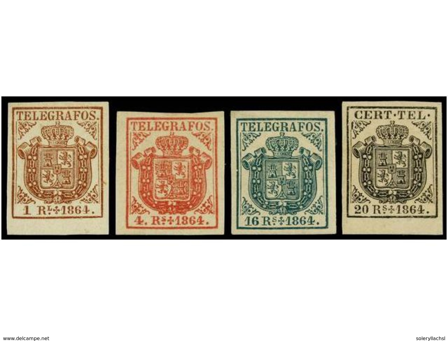 827 * ESPAÑA: TELEGRAFOS. Ed.1/4. SERIE COMPLETA. LUJO. Cert. COMEX. Cat. 1.115?. - Sonstige & Ohne Zuordnung