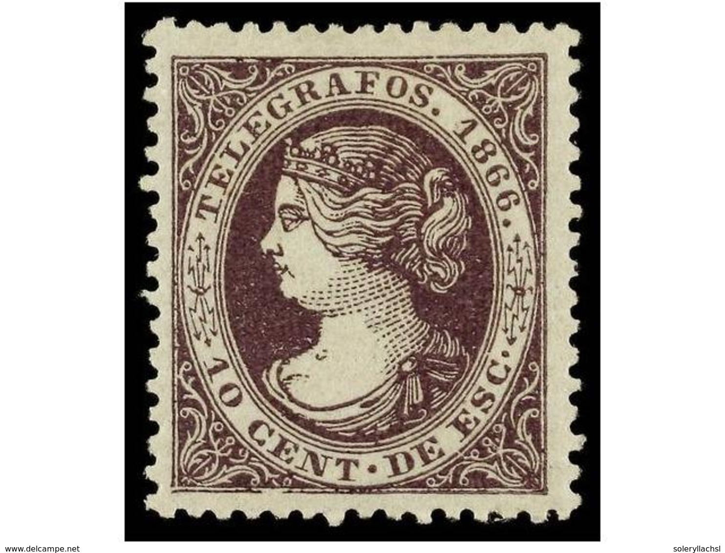 831 * ESPAÑA: TELEGRAFOS. Ed.13. <B>10 Cents.</B> Violeta. MAGNÍFICO EJEMPLAR. Dictamen GRAUS. Cat. 120?. - Other & Unclassified