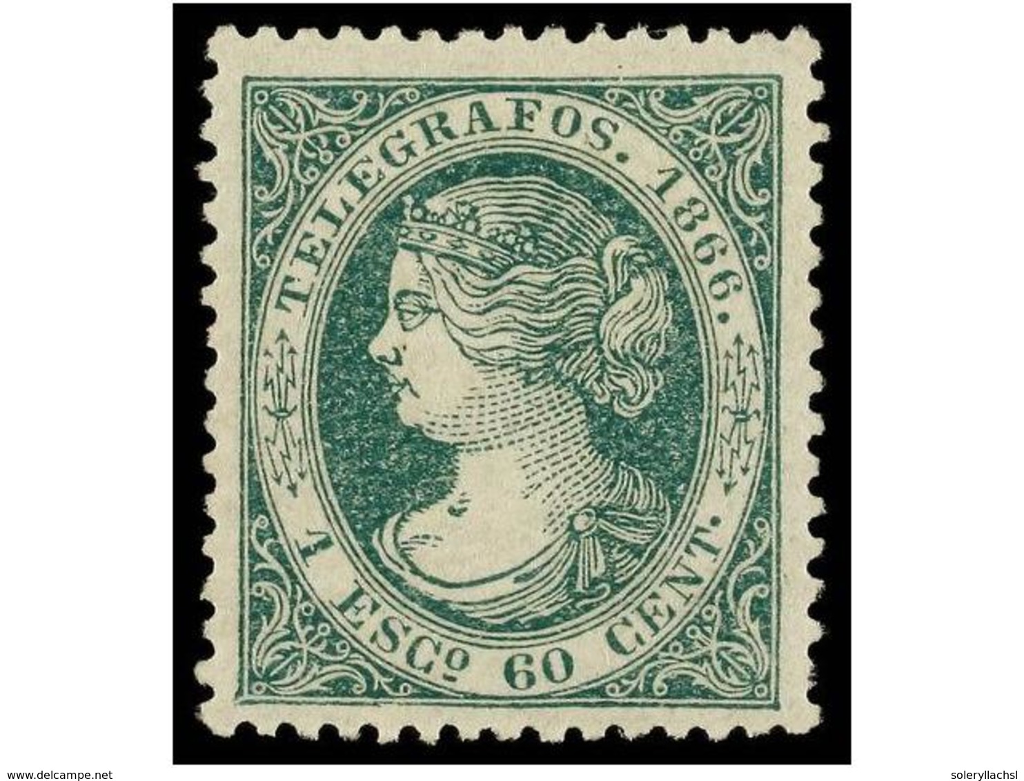 833 * ESPAÑA: TELEGRAFOS. Ed.15. <B>1 Esc. 60 Cents.</B> Verde. PIEZA DE LUJO. Dictamen GRAUS. Cat. 235?. - Other & Unclassified