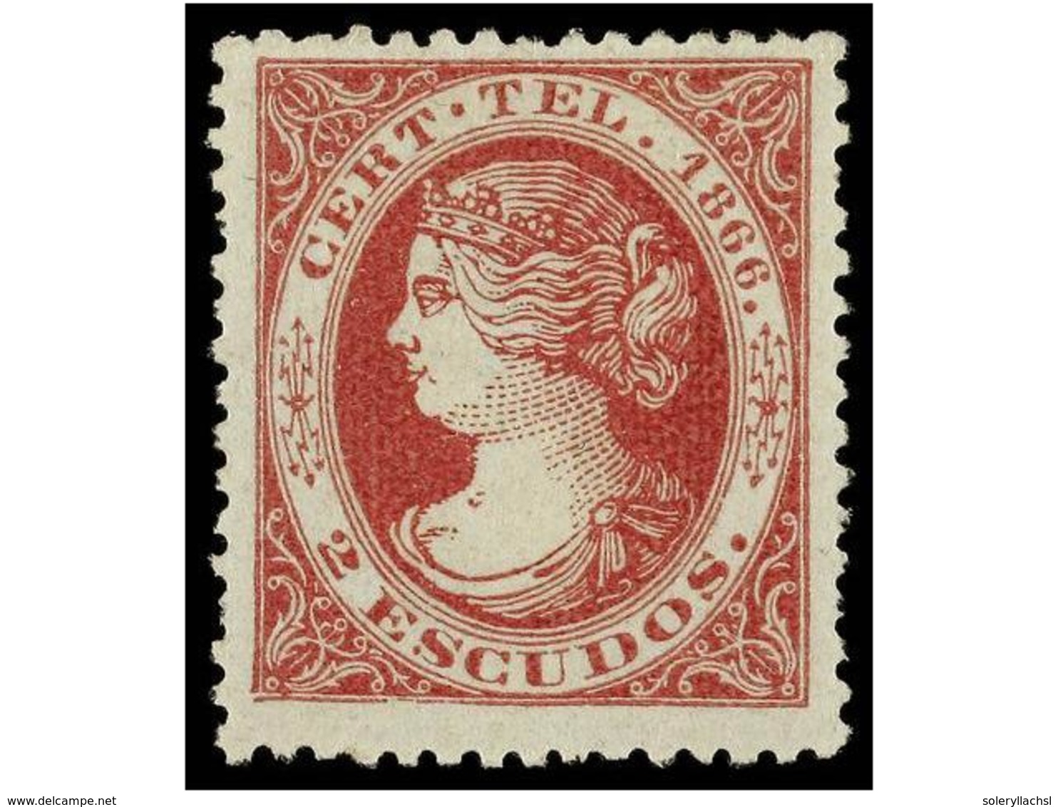 834 * ESPAÑA: TELEGRAFOS. Ed.16. <B>2 Esc.</B> Rosa Carmín. PIEZA DE LUJO. Cert. GRAUS. Cat. 860?. - Other & Unclassified