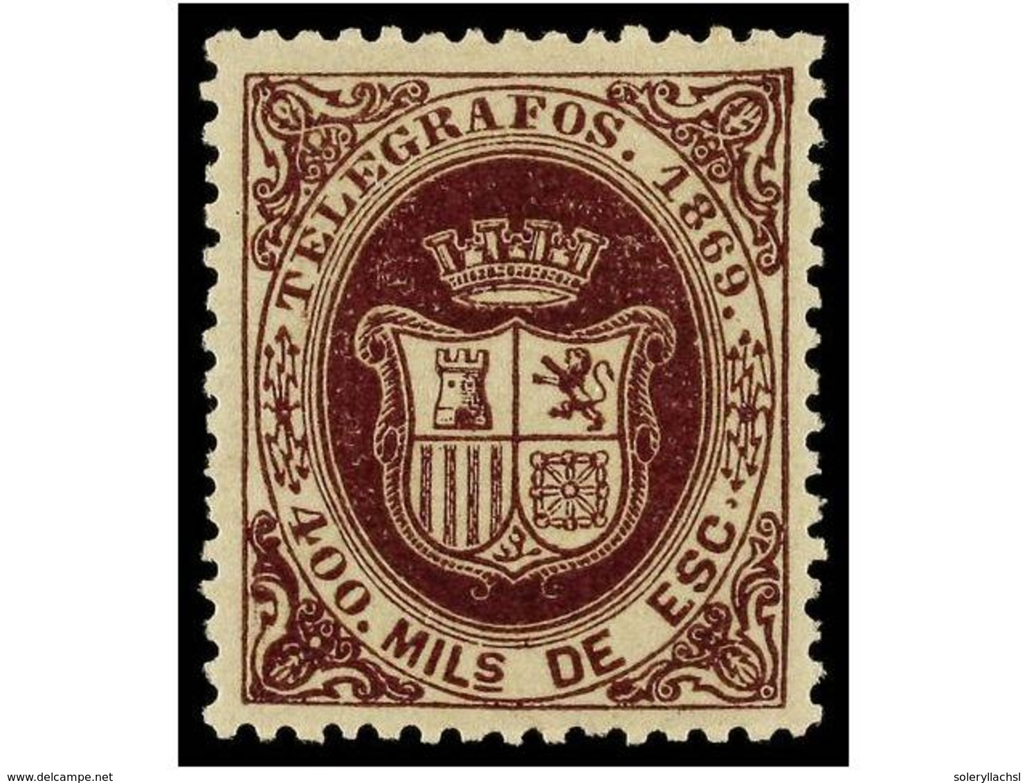 841 ** ESPAÑA: TELEGRAFOS. Ed.30. <B>400 Mils.</B> Violeta. Extraordinario Ejemplar, Color Y Centrajes Perfectos. LUJO.  - Altri & Non Classificati