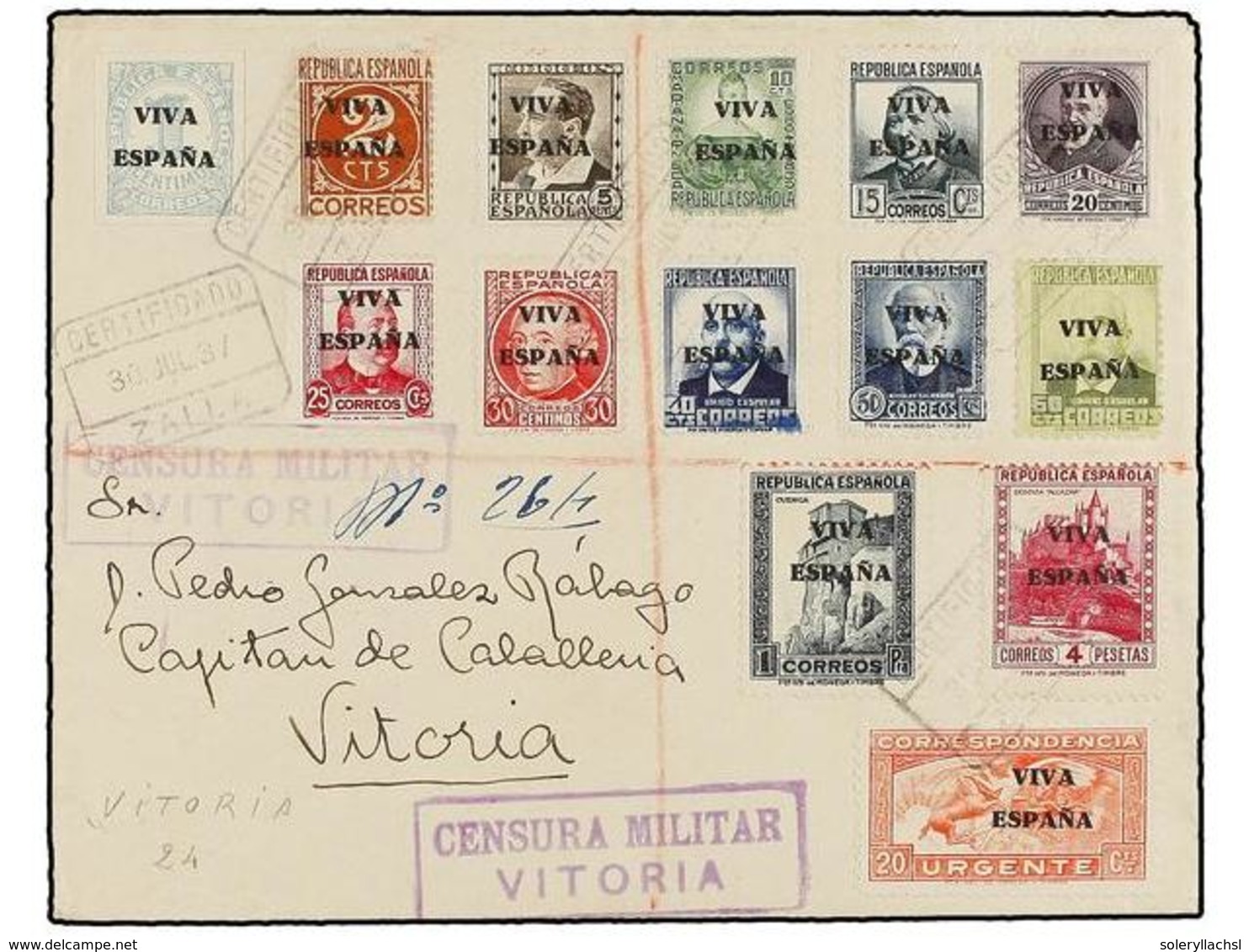 865 ESPAÑA E. LOCALES PATRIOTICAS: VITORIA. Ed.19/31 + 30B. 1937. ZALLA A VITORIA. Serie Completa Más El <B>4 Pts.</B> L - Other & Unclassified