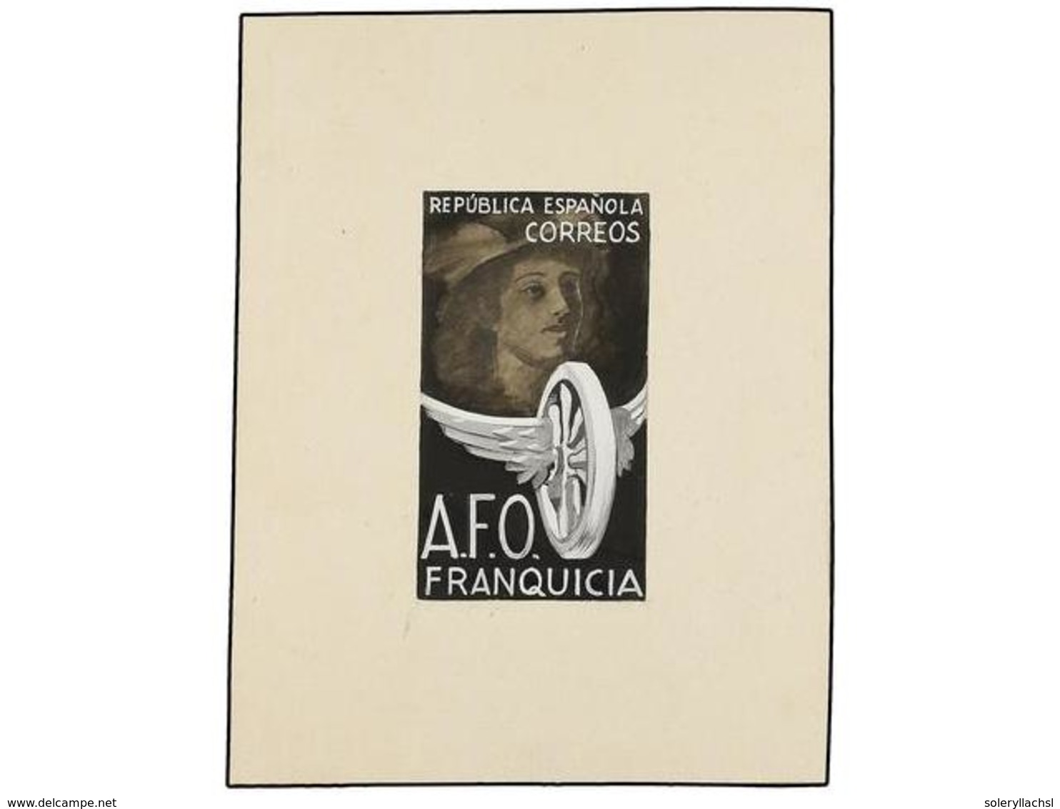 871 ESPAÑA: FRANQUICIAS MILITARES. 1938. <B>A.F.O. </B>Conjunto De Tres <B>PROYECTOS ORIGINALES</B> Realizados En Acuare - Other & Unclassified