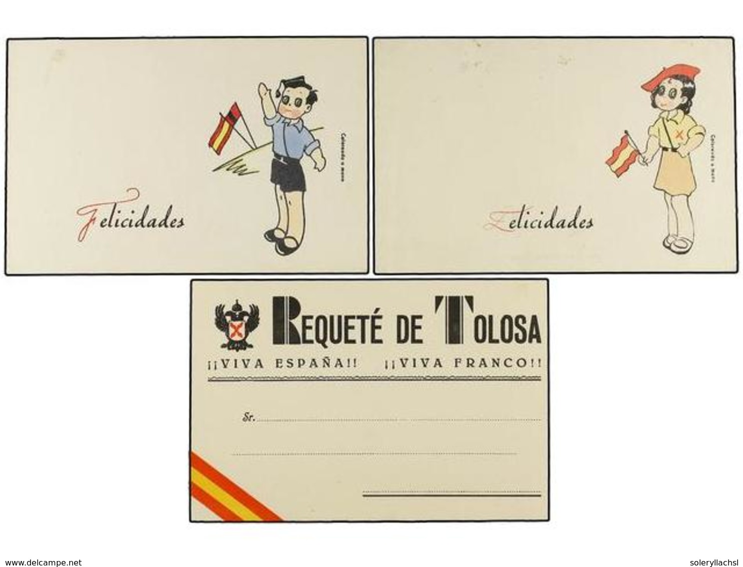 898 ESPAÑA GUERRA CIVIL. Tres Tarjetas Postales De REQUETES. - Autres & Non Classés