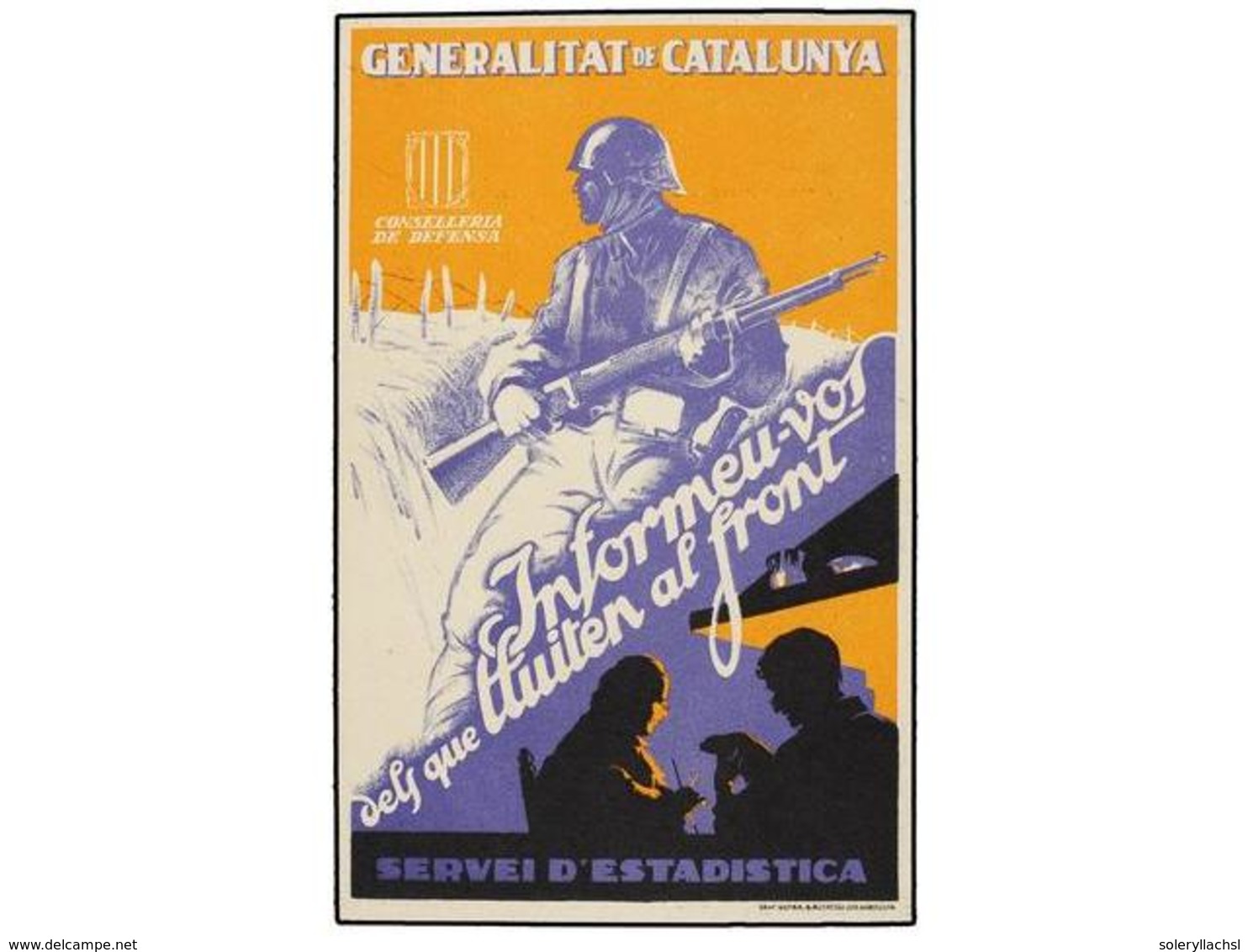 905 ESPAÑA GUERRA CIVIL. Tarjeta Ilustrada <B>GENERALITAT DE CATALUNYA, SERVEI D'ESTADISTICA. </B> - Sonstige & Ohne Zuordnung