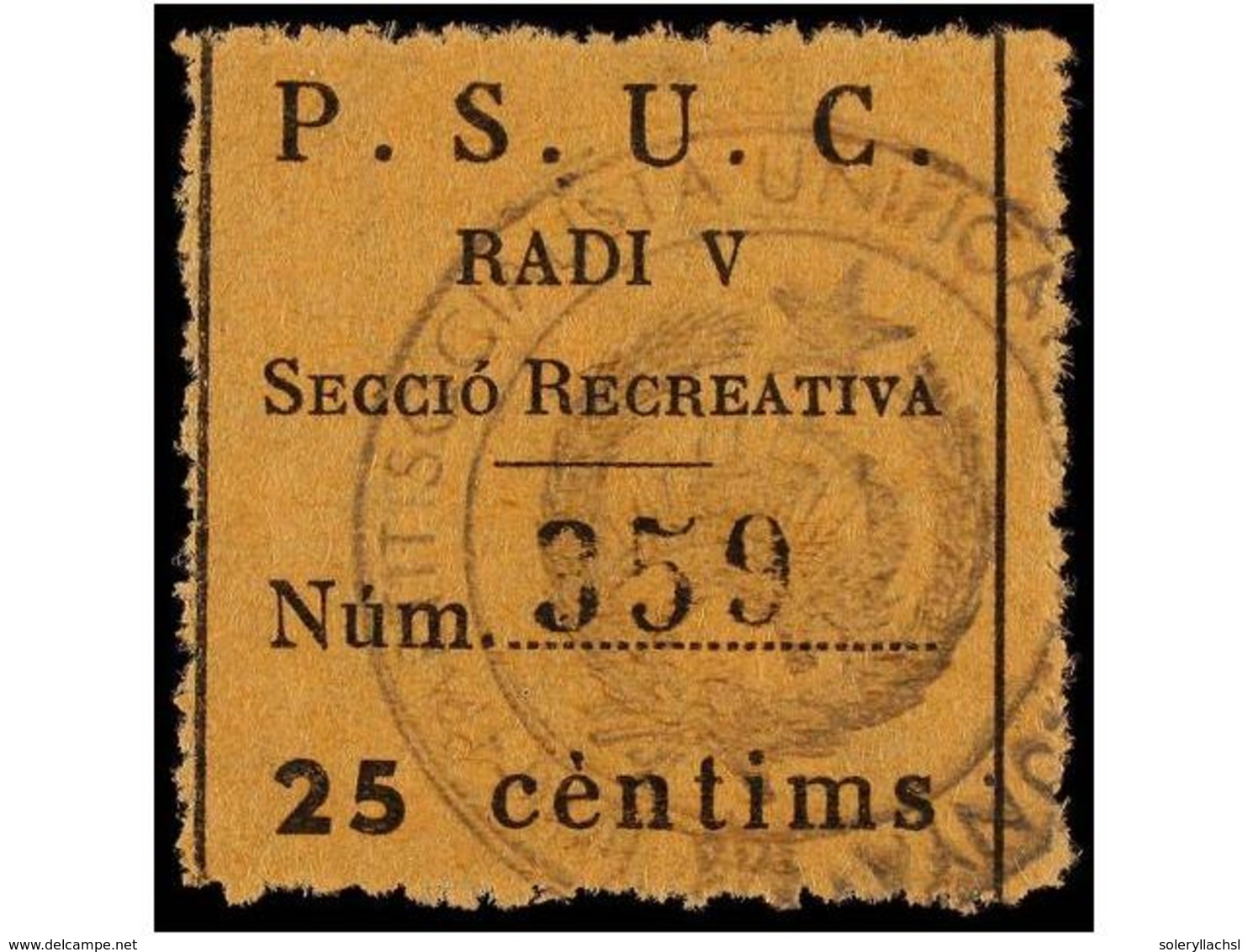 913 ESPAÑA GUERRA CIVIL. <B>BARCELONA. 25 Cts.</B> <B>P.S.U.C/RADI V. </B> (Allepuz 61). MUY RARA. - Sonstige & Ohne Zuordnung