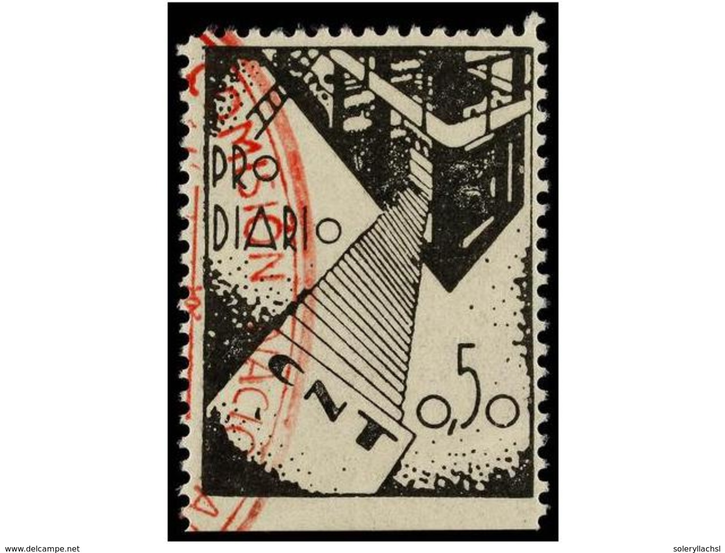 926 ESPAÑA GUERRA CIVIL. <B>CNT. 50 Cts.</B> Negro<B> PRO DIARIO </B>(Afinet 759). - Sonstige & Ohne Zuordnung