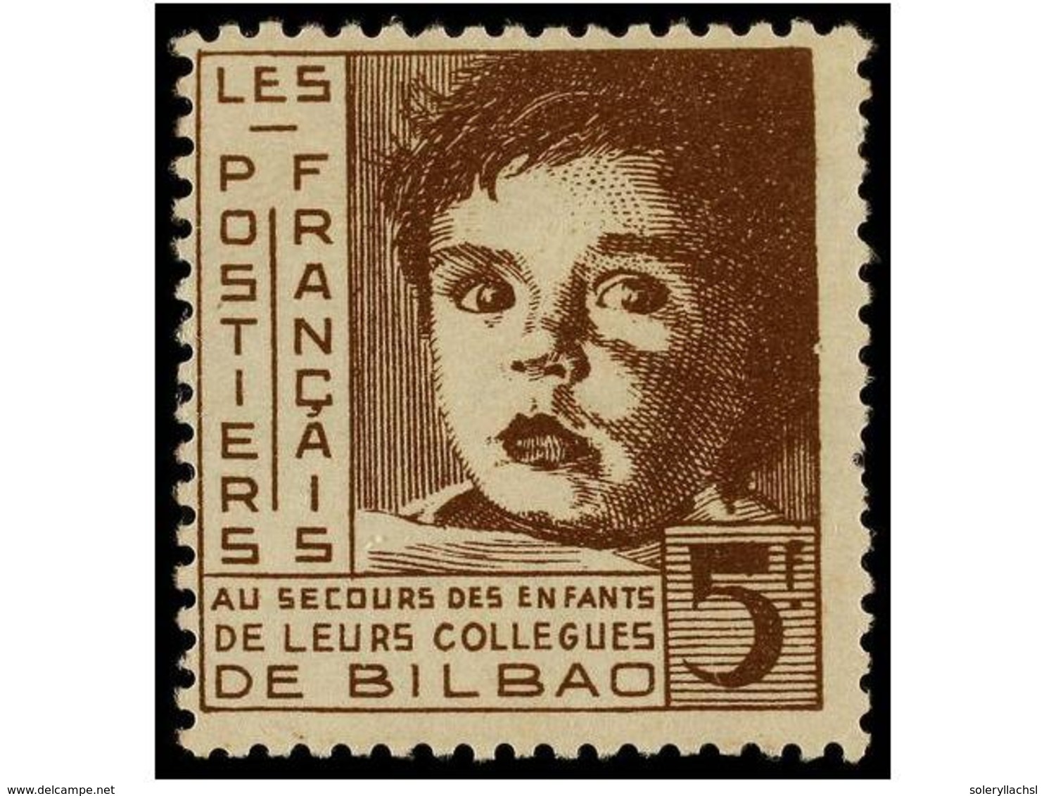 935 ESPAÑA GUERRA CIVIL. <B>FRANCIA 1938. 5 Frs.</B> Castaño. <B>LES POSTIERS FRANÇAIS AU SECOURS DES ENFANTS...</B> De  - Sonstige & Ohne Zuordnung