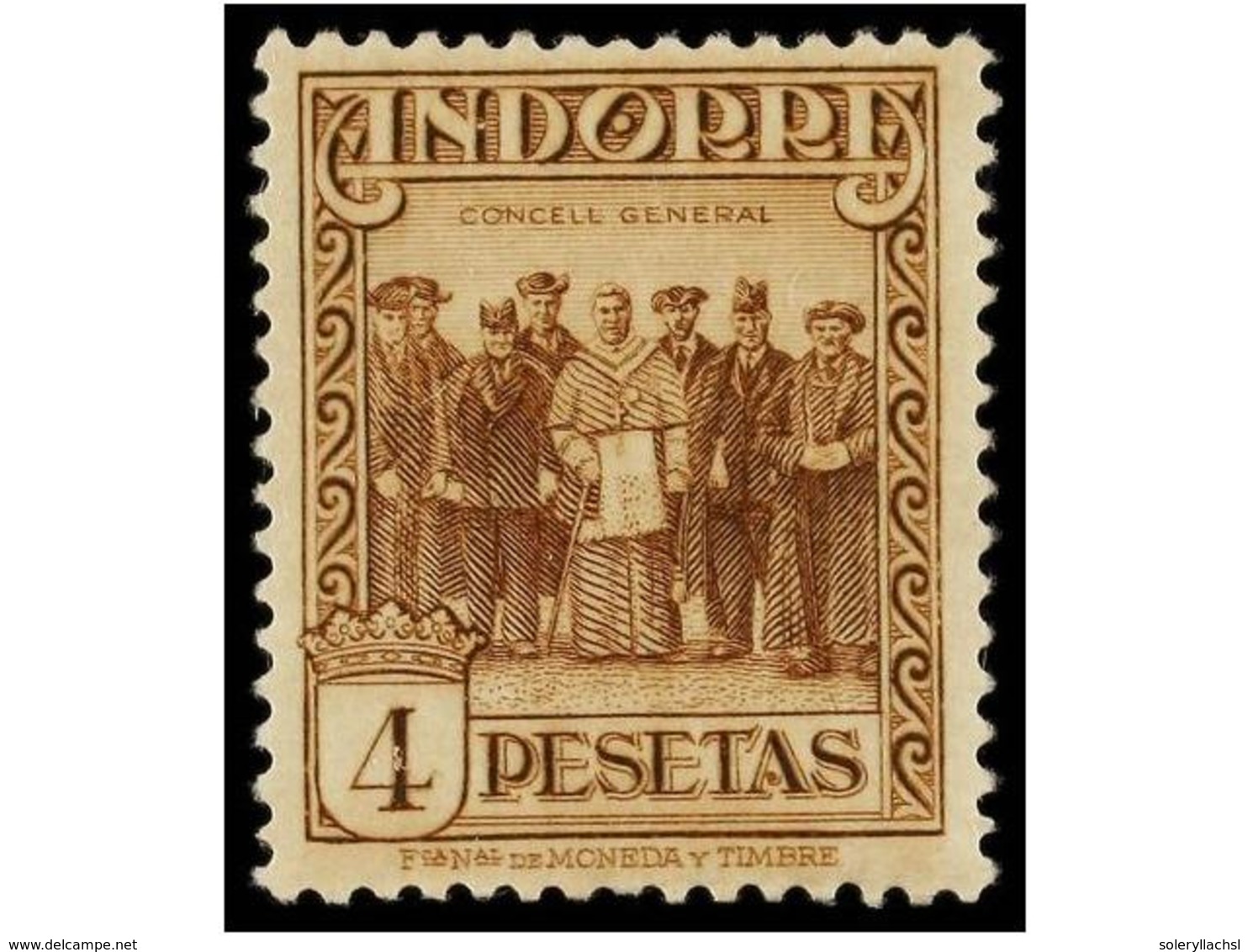 944 * COLONIAS ESPAÑOLAS: ANDORRA. Ed.25cc. <B>4 Pts.</B> Castaño<B> CAMBIO DE COLOR. </B> Cat. 950?. - Sonstige & Ohne Zuordnung