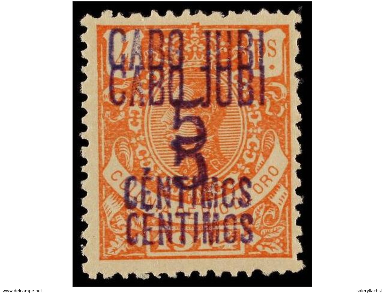 963 ** COLONIAS ESPAÑOLAS: CABO JUBY. Ed.1hh. <B>5 Cents. S. 4 Pts.</B> Rosa, <B>HABILITACIÓN DOBLE. </B> Cat. 645?. - Other & Unclassified