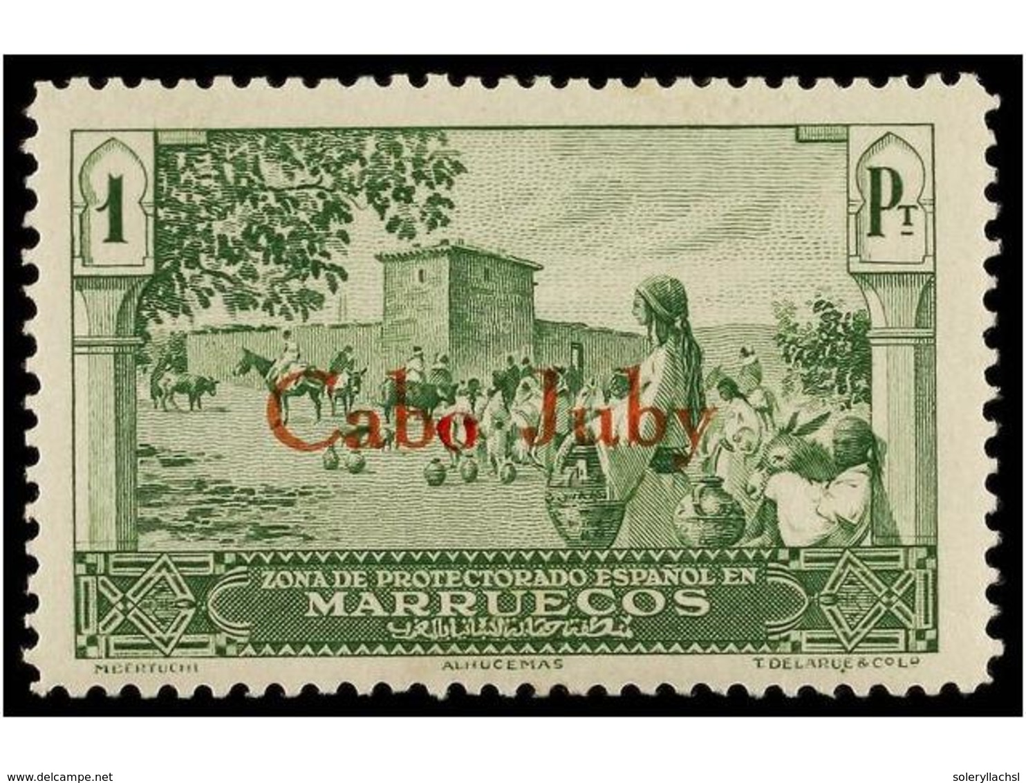 967 **/* COLONIAS ESPAÑOLAS: CABO JUBY. Ed.53hcc Y 56hcc. <B>10 Cts.</B> Verde Y <B>1 Pta.</B> Verde, <B>HABILITACIONES  - Sonstige & Ohne Zuordnung