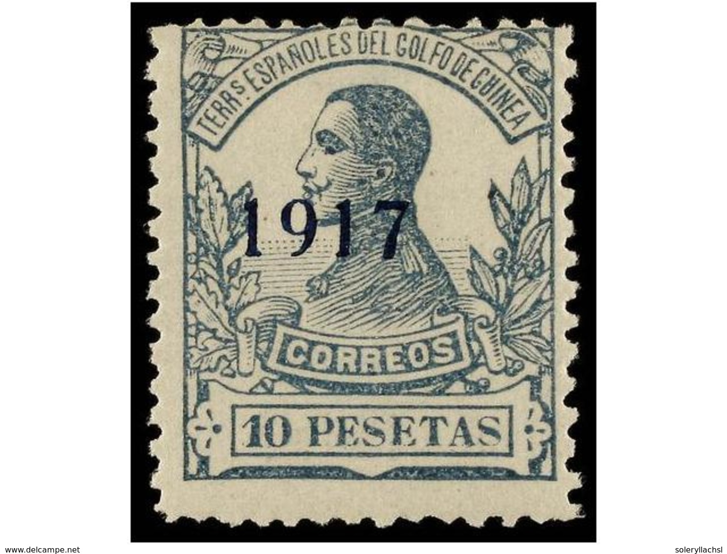 1012 ** COLONIAS ESPAÑOLAS: GUINEA. Ed.113/23hcc. Juego Completo (11 Valores). Habilitación <B>1917</B> <B>EN AZUL</B>.  - Autres & Non Classés