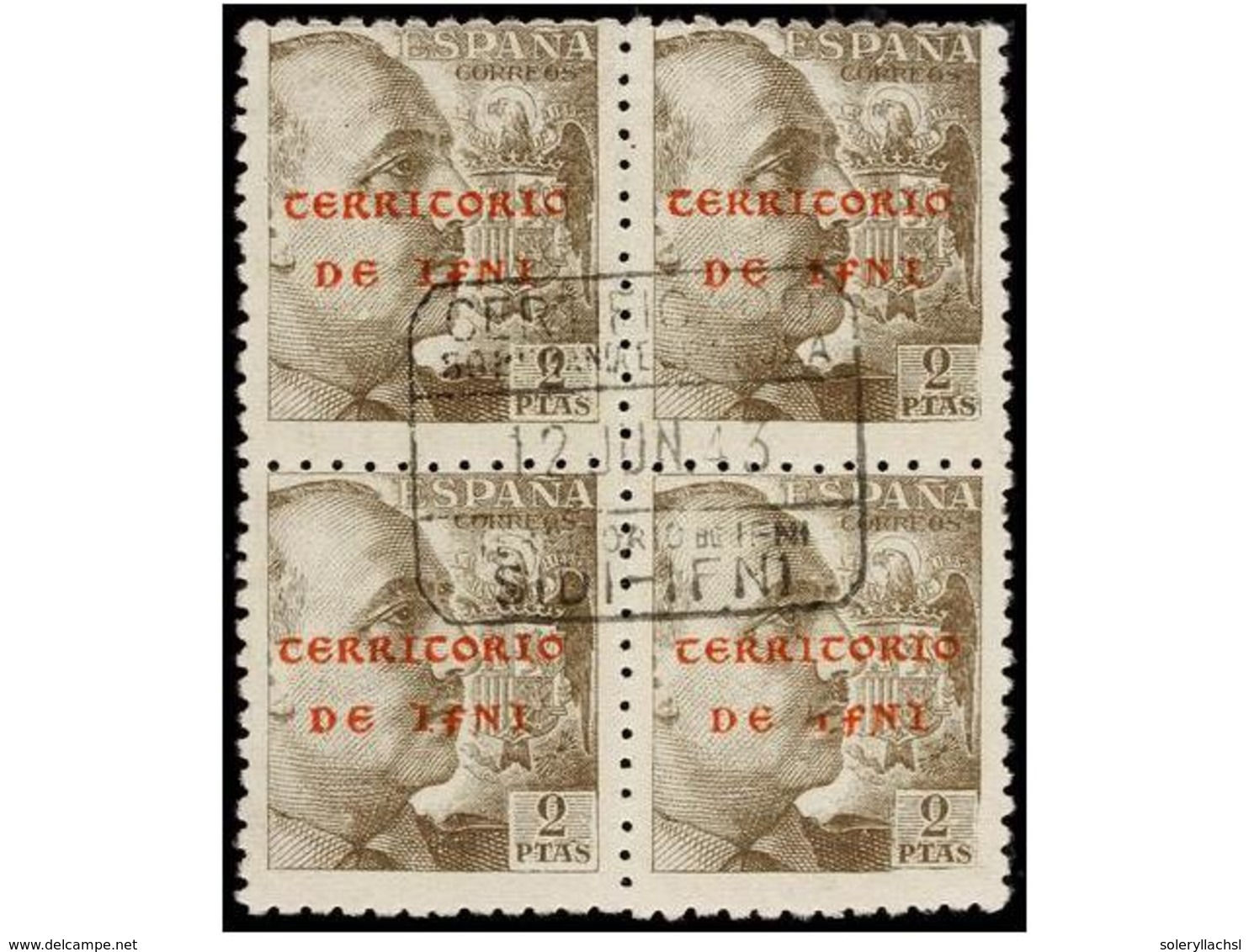 1033 ° COLONIAS ESPAÑOLAS: IFNI. Ed.1/13. Serie Hasta El 2 Pts. En Bloques De Cuatro En Usado, Mat. De <B>CERTIFICADOS</ - Altri & Non Classificati