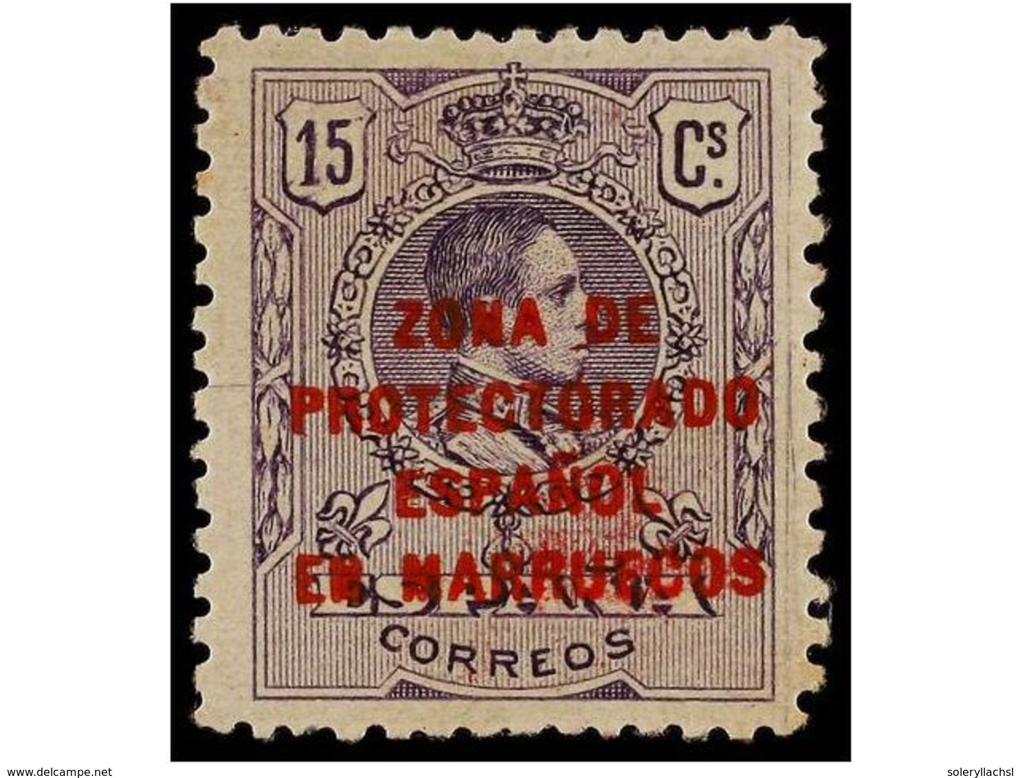 1046 * COLONIAS ESPAÑOLAS: MARRUECOS. Ed.NE 3. <B>NO EMITIDO. 15 Cts.</B> Violeta. Excelente Centraje. Raro Así. Cat. 16 - Altri & Non Classificati