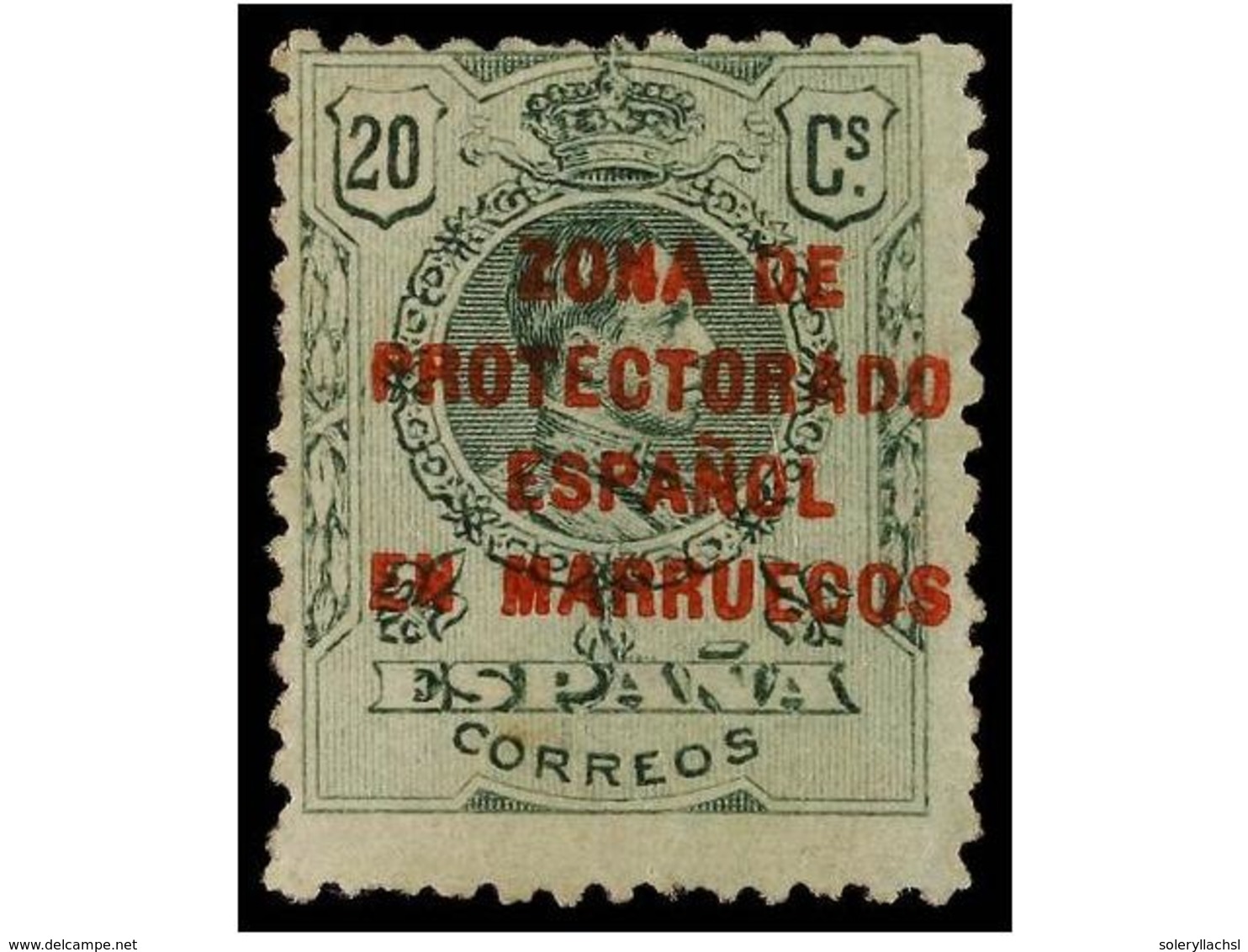 1047 * COLONIAS ESPAÑOLAS: MARRUECOS. Ed.NE 4. <B>NO EMITIDO. 20 Cts.</B> Verde, Habitual Centraje, Goma Oscurecida. Cat - Sonstige & Ohne Zuordnung